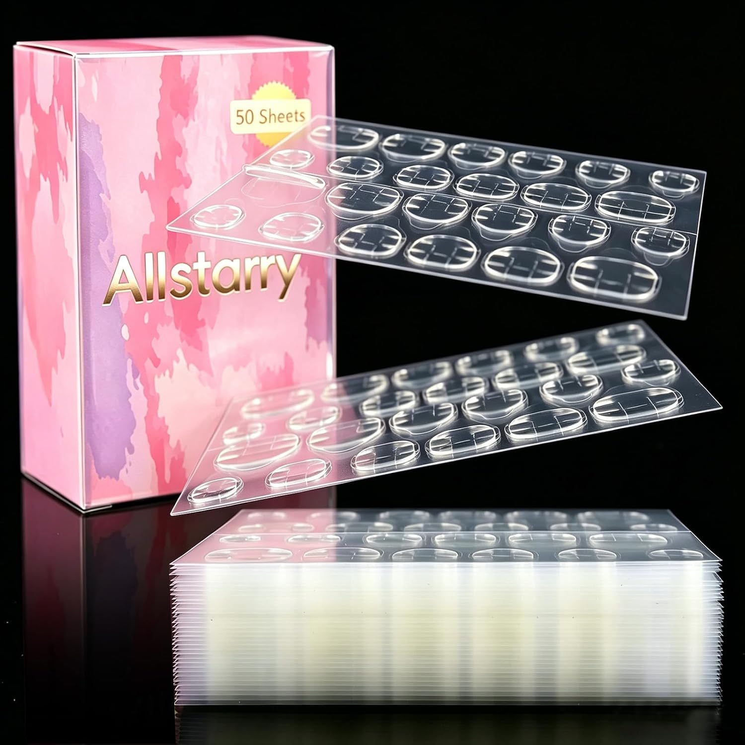 Allstarry 288pcs (12 Sheets) Adhesive Tabs Waterproof Breathable Glue Tabs Double-Sided Nail Jelly Sticker Super Sticky Fake Nail Glue Stickers Transparent Flexible for Manicure : Beauty & Personal Care
