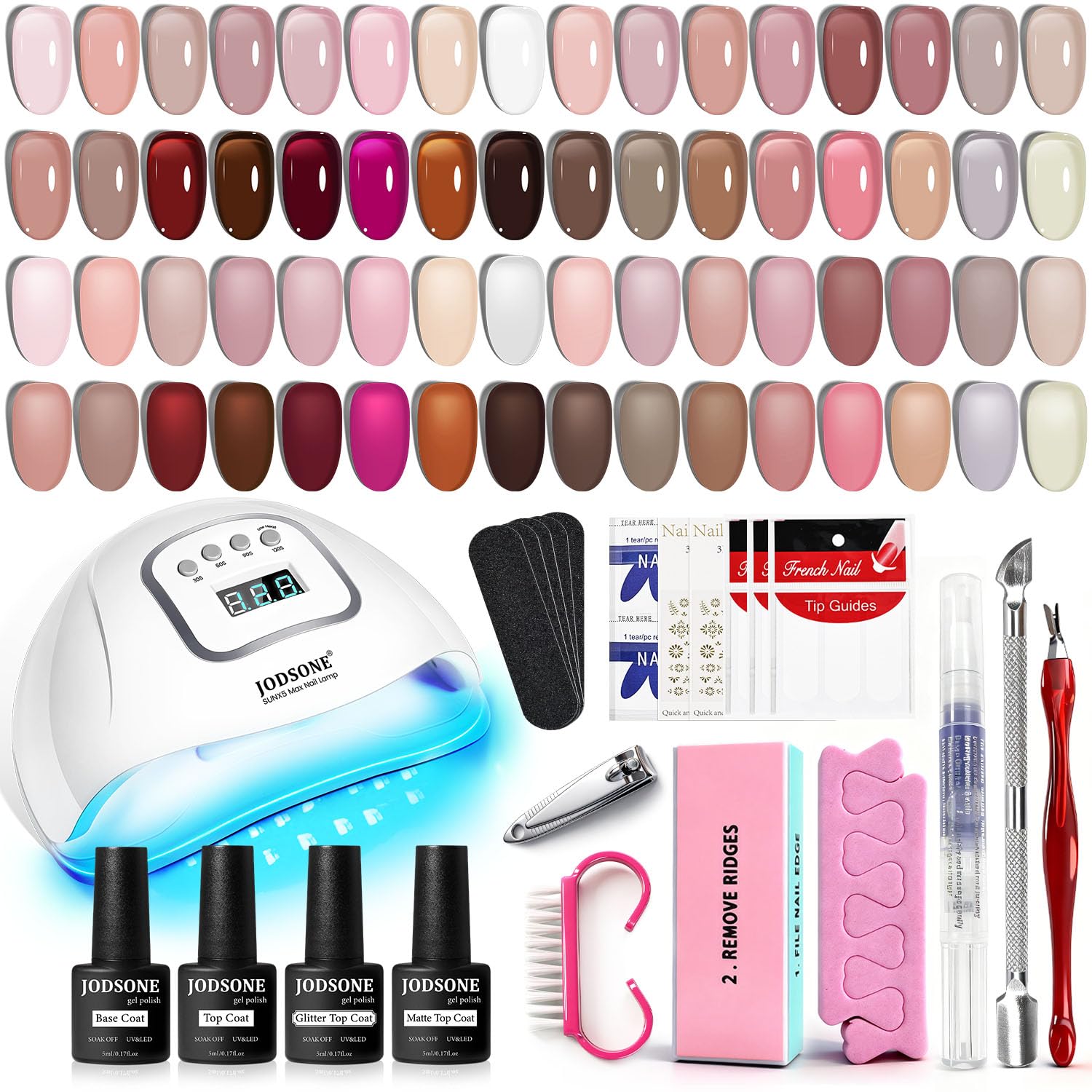 JODSONE Gel Nail Polish Kit with U V Light 32 Colors Gel Polish Nail + 4 Functional Adhesive Bottles Kit Soak Off Manicure Tools Gifts for Women : Beauty & Personal Care
