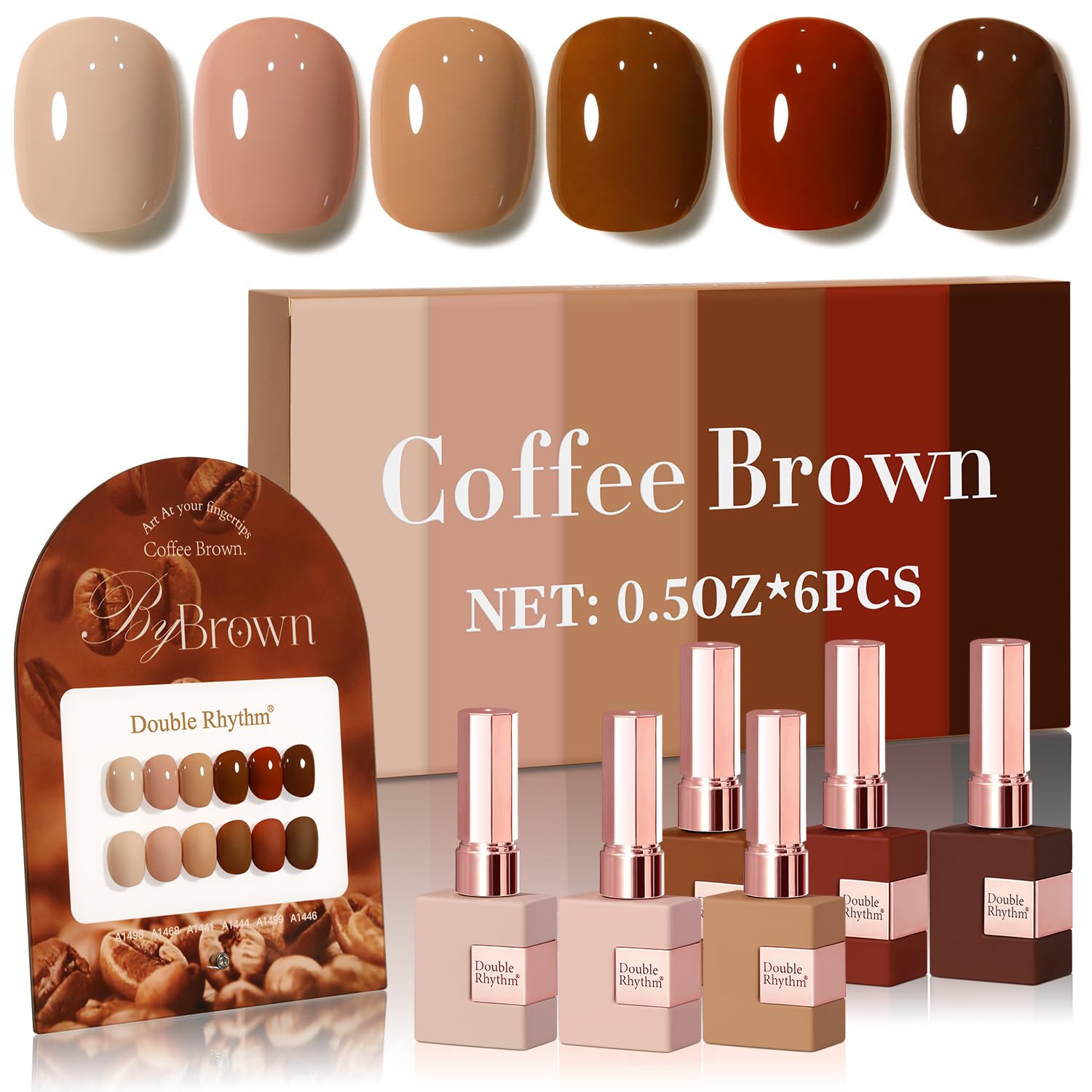 Double Rhythm 6 Pcs 15 ML Gel Polish Set Same Color Same Bottle Soak Off Gel Polish Kit Nail Art Manicure Salon DIY at Home for Women (Burgundy Red Nude Pink Purple Beige-T6-3) : Beauty & Personal Care