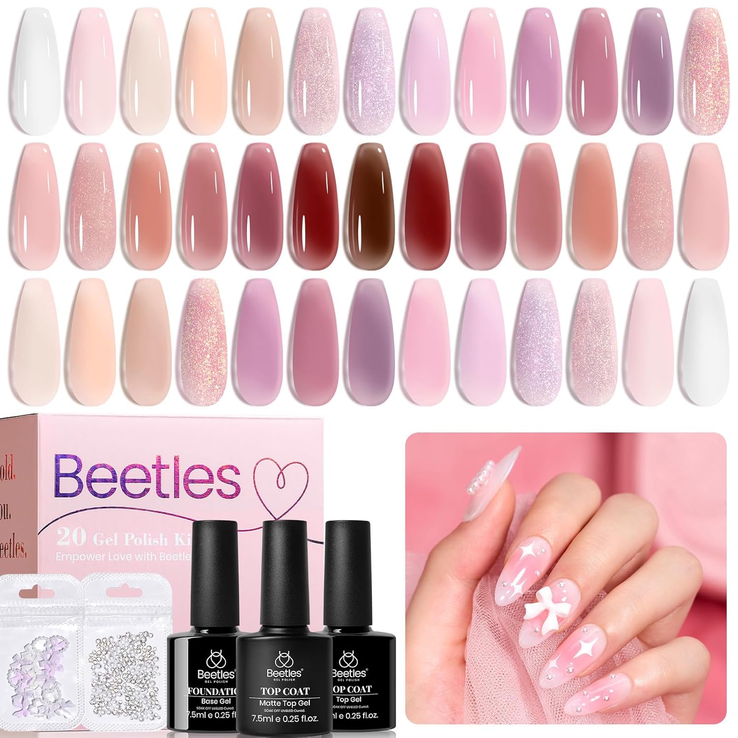 Beetles Summer Gel Polish Set - Rustic Sonata 25 Colors Yellow Orange Blue Pink Bright Gel Polish with Base Coat Glossy & Matte Top Coat DIY Salon Soak Off UV Led Nails 4th of July : Beauty & Personal Care