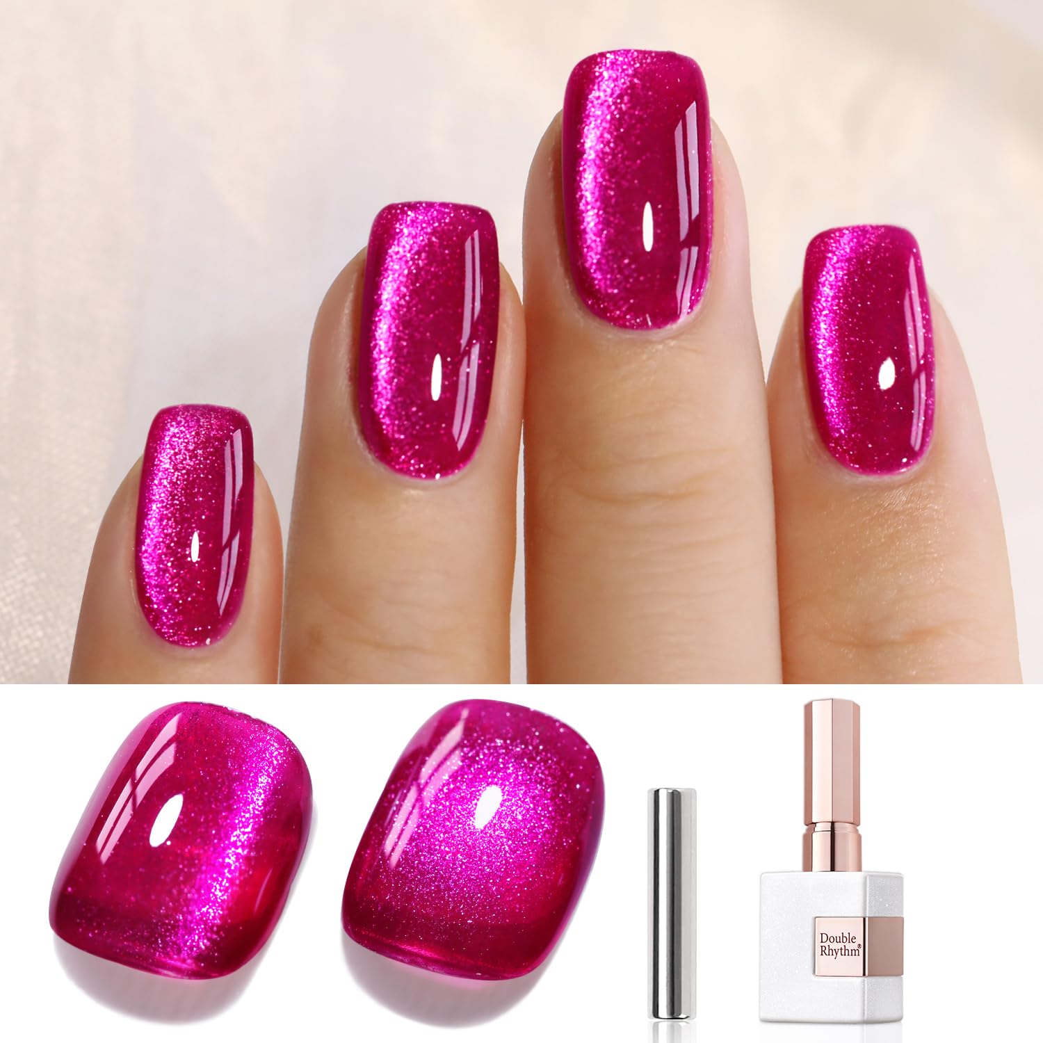 Double Rhythm 15ML Ice Glass Cat Eye Gel Polish with Magnet Holographic Glitter Shimmer Translucent Sheer Color Salon Soak Off Magnetic Nail at Home (Golden Violet-MC1129) : Beauty & Personal Care