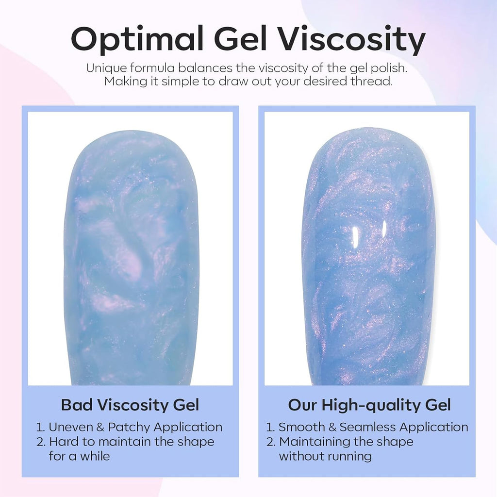 modelones Pearl Gel Nail Polish Set. 6 Colors 2026 Spring Summer Aurora Iridescent Shimmer White Pink Purple Blue Mermaid Nail Glitter Gel Polish LED Swirl Shell Effect with Dotting Pen DIY Gift : Beauty & Personal Care