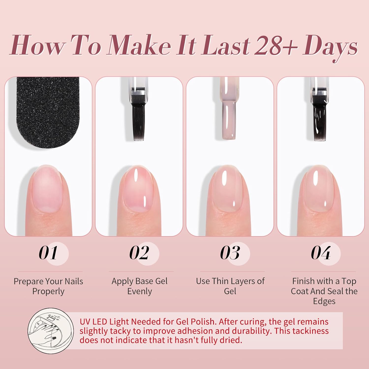 Born Pretty Milky White Jelly Nude Pink Gel Nail Polish Valentine's Day Translucent Natural Sheer Pink Soak Off U v Light Cure Gel Polish Kit for Salon and Nail Art DIY at Home 6Colors : Beauty & Personal Care
