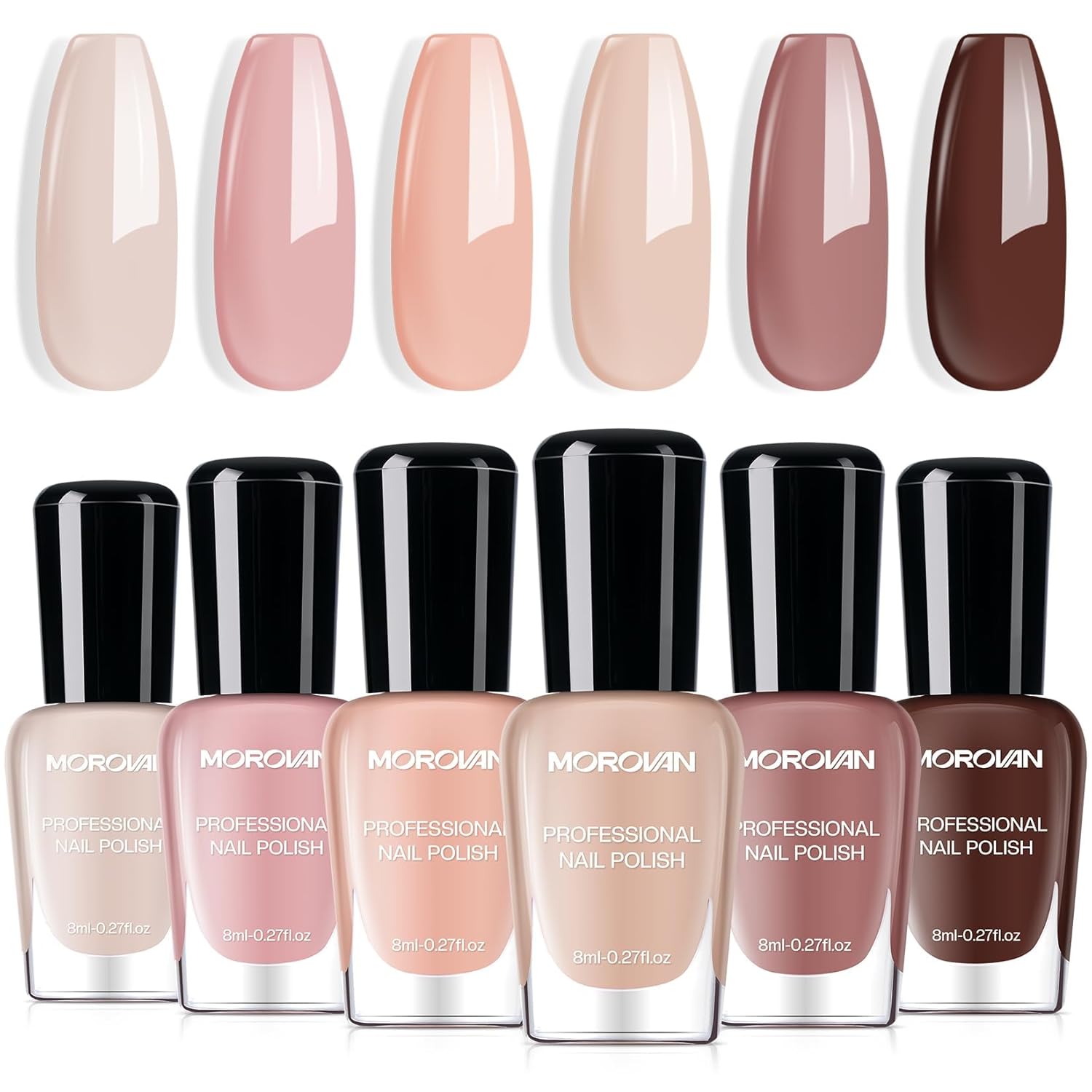 Morovan Fingernail Nail Polish Set: Holographic Metallic Ombre Lacquer Air Dry Nail Polish Regular Nail Pack 0.27oz Glitter Finger Nail Bulk Toenail Polish Kit Halloween Fall Gift for Women : Beauty & Personal Care