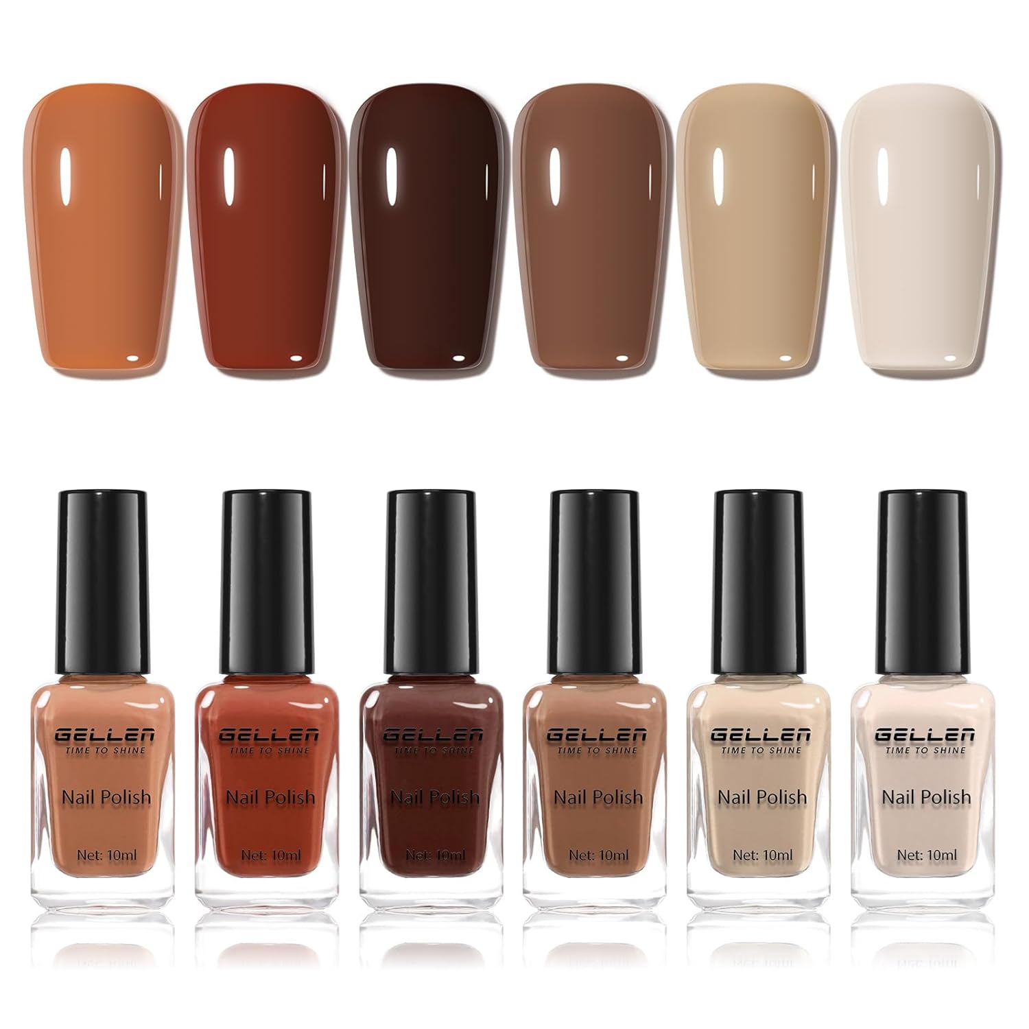 GELLEN Nail Polish Neutral Earth Tones. Nude Dusty Rose Fall Winter Air Dry Regular Nail Polish 6-color Set for Finger Toe Nails Home Salon All Seasons. Not UV Gel. Hema Free. Non Toxic. TPO Free : Beauty & Personal Care