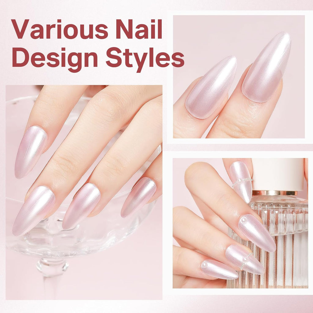 MIZHSE Pearlescent Pink Nail Polish. Quick Dry Pearl Nail Polish. Air Fast Drying 15ml Pale Pink Nail Lacquer Non Gel Oil-based Nail Art Manicure Home DIY : Beauty & Personal Care