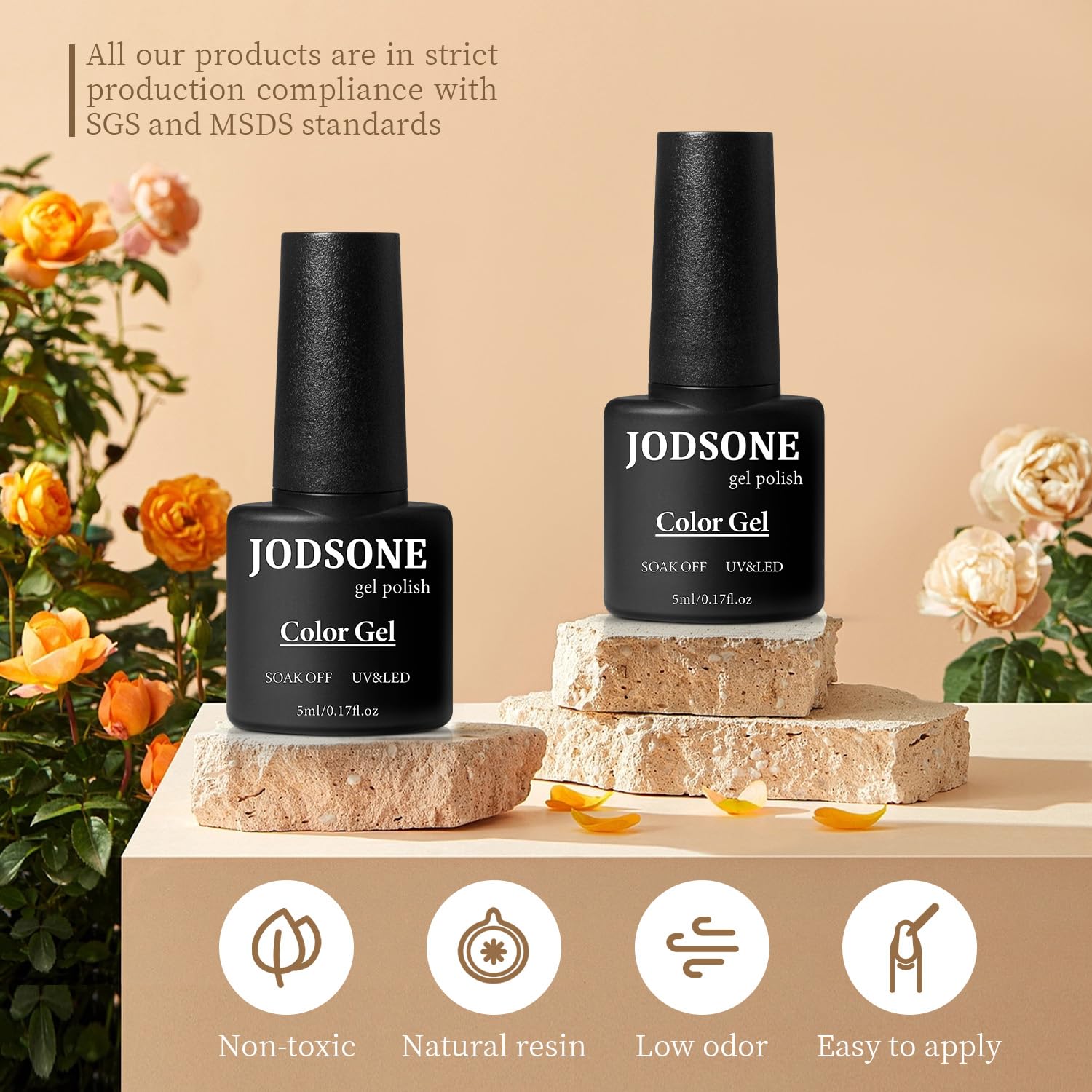 JODSONE 60 PCS Gel Nail Polish Set with 5 Bottles of Base and Glossy Matte Top Coat Soak off Gel Nail Set Suitable for All Seasons Gifts : Beauty & Personal Care
