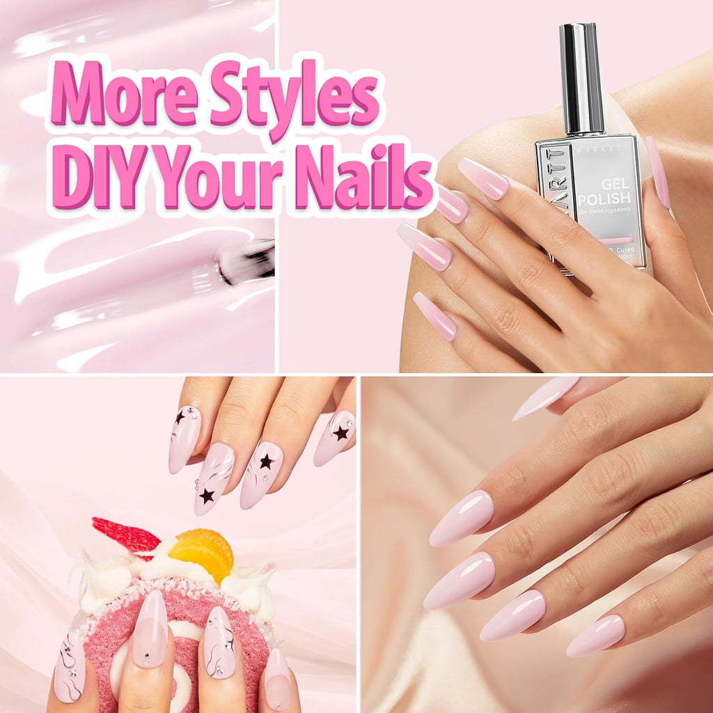 Makartt Milky Pink Gel Nail Polish: 15ML Hema-Free Jelly Baby Pink Nail Polish Sheer Translucent Effect Soak Off UV LED Nail Art Manicure DIY Home Salon Gift for Women : Beauty & Personal Care