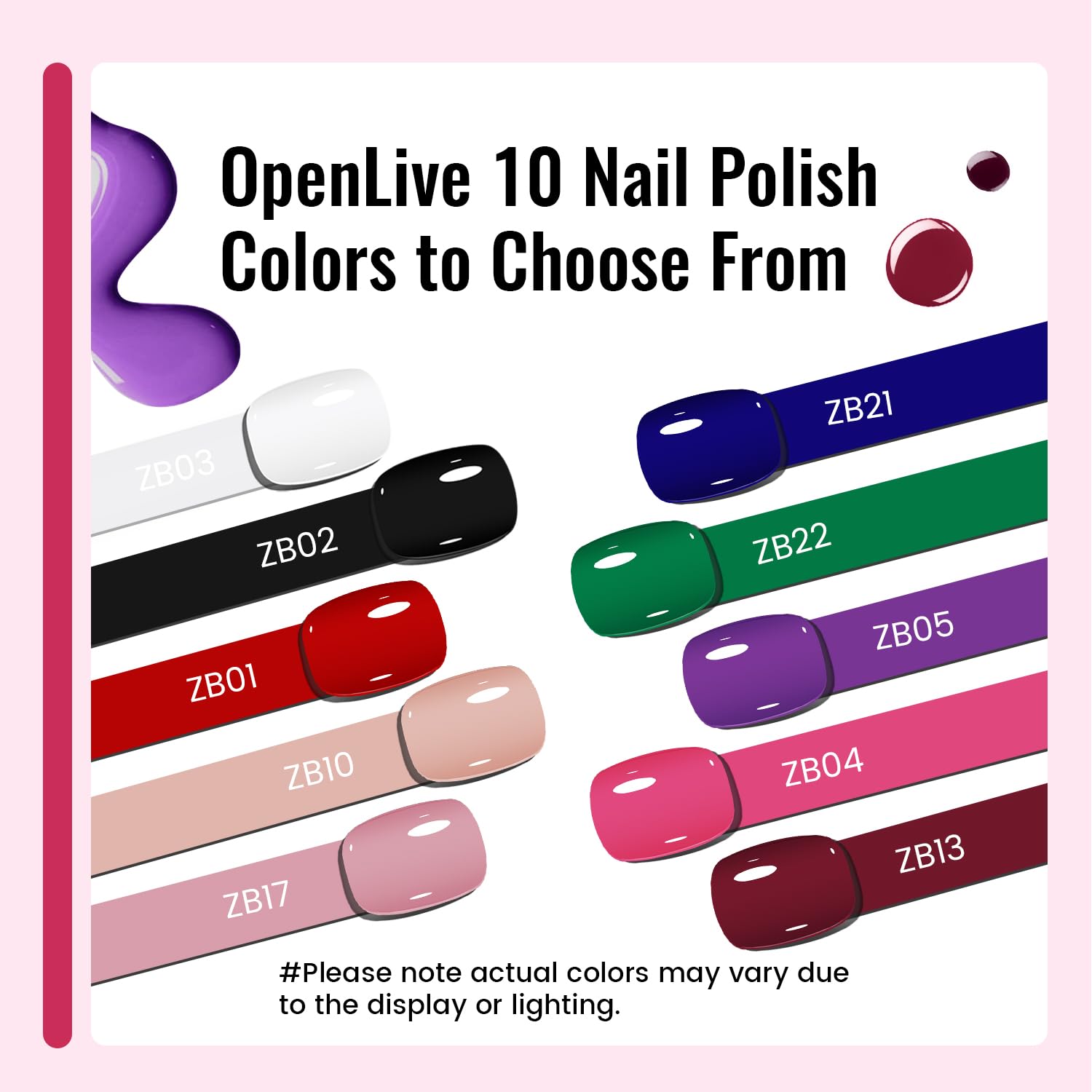 OpenLive 12 PCS Nail Polish Set With 10 Colour Combo. 2 PCS Base And Top Coat.Fast Drying Nail Polish For Home DIY And Beginners : Beauty & Personal Care