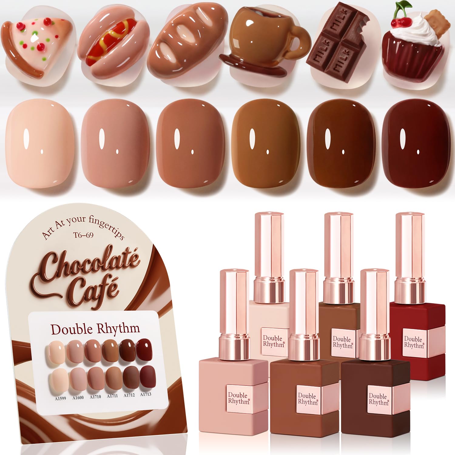 Double Rhythm 6 Pcs 15 ML Gel Polish Set Same Color Same Bottle Soak Off Gel Polish Kit Nail Art Manicure Salon DIY at Home for Women (Burgundy Red Nude Pink Purple Beige-T6-3) : Beauty & Personal Care
