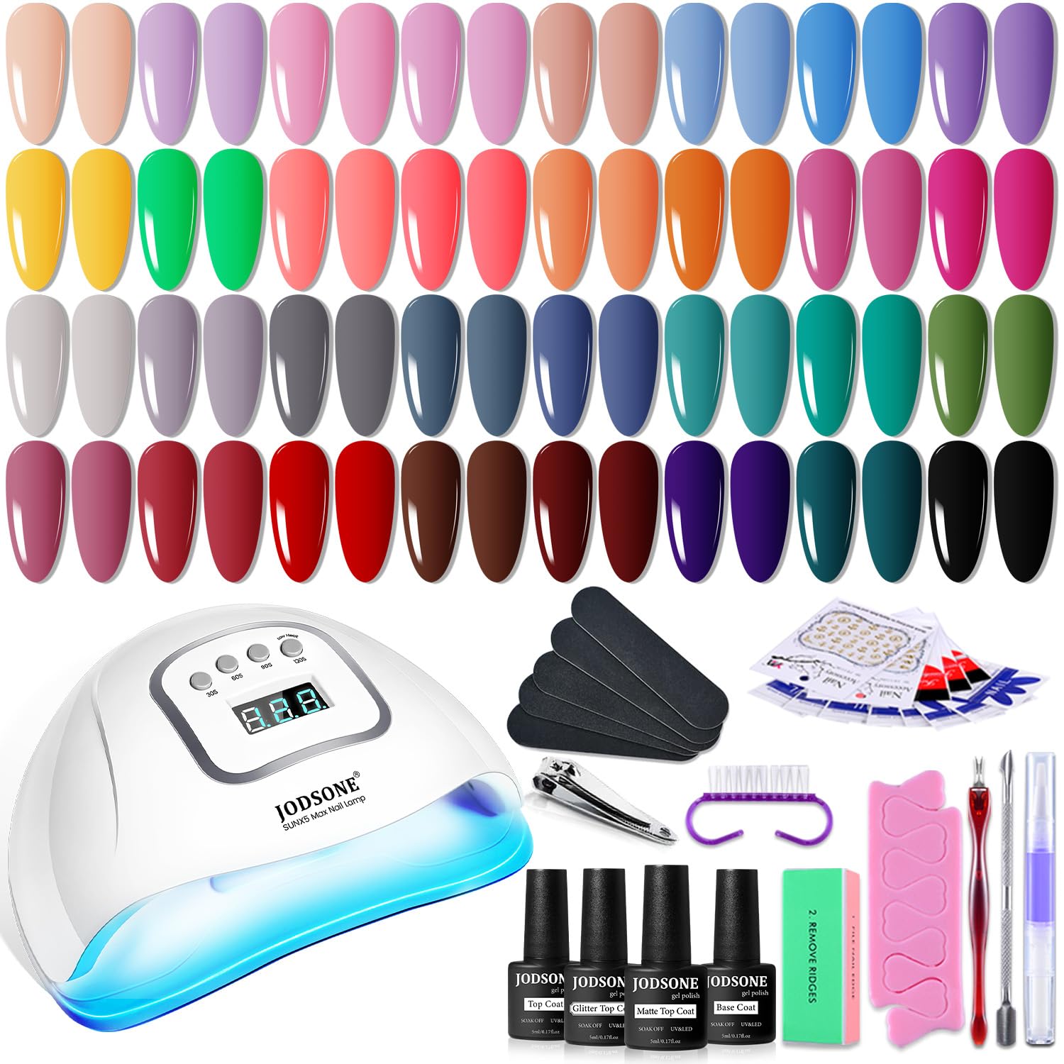 JODSONE Gel Nail Polish Kit with U V Light 32 Colors Gel Polish Nail + 4 Functional Adhesive Bottles Kit Soak Off Manicure Tools Gifts for Women : Beauty & Personal Care