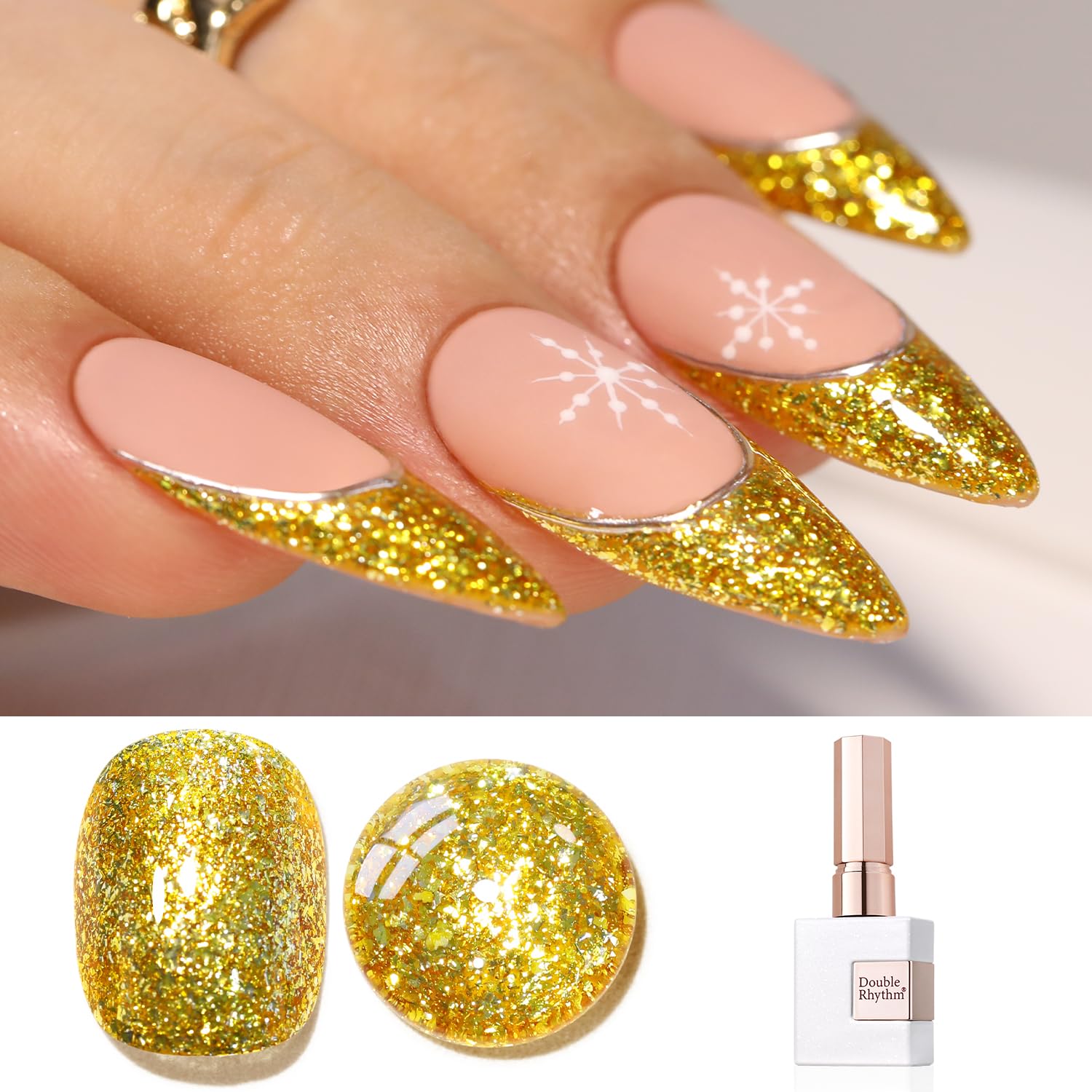 Double Rhythm 0.5Oz Glitter Gel Polish Shimmer Reflective Color for Nail Art Salon DIY Soak Off 15ml Nail Lamp Gel Polish at Home (Pink-B1161) : Beauty & Personal Care
