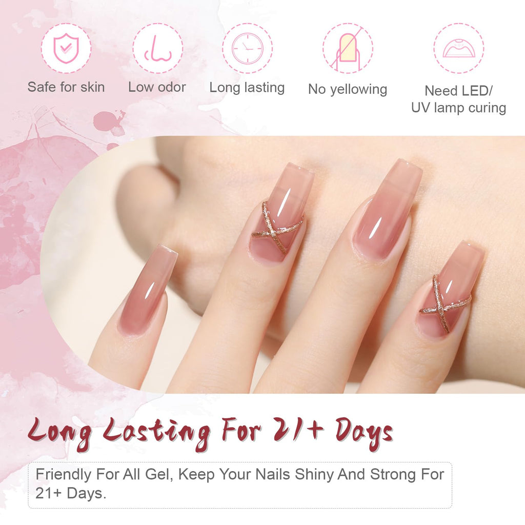 JODSONE 2 Bottles of Top Coat Base Coat Set No Wipe Foundation Combination Bright Surface At Home DIY Nail Salon Girl Gift : Beauty & Personal Care