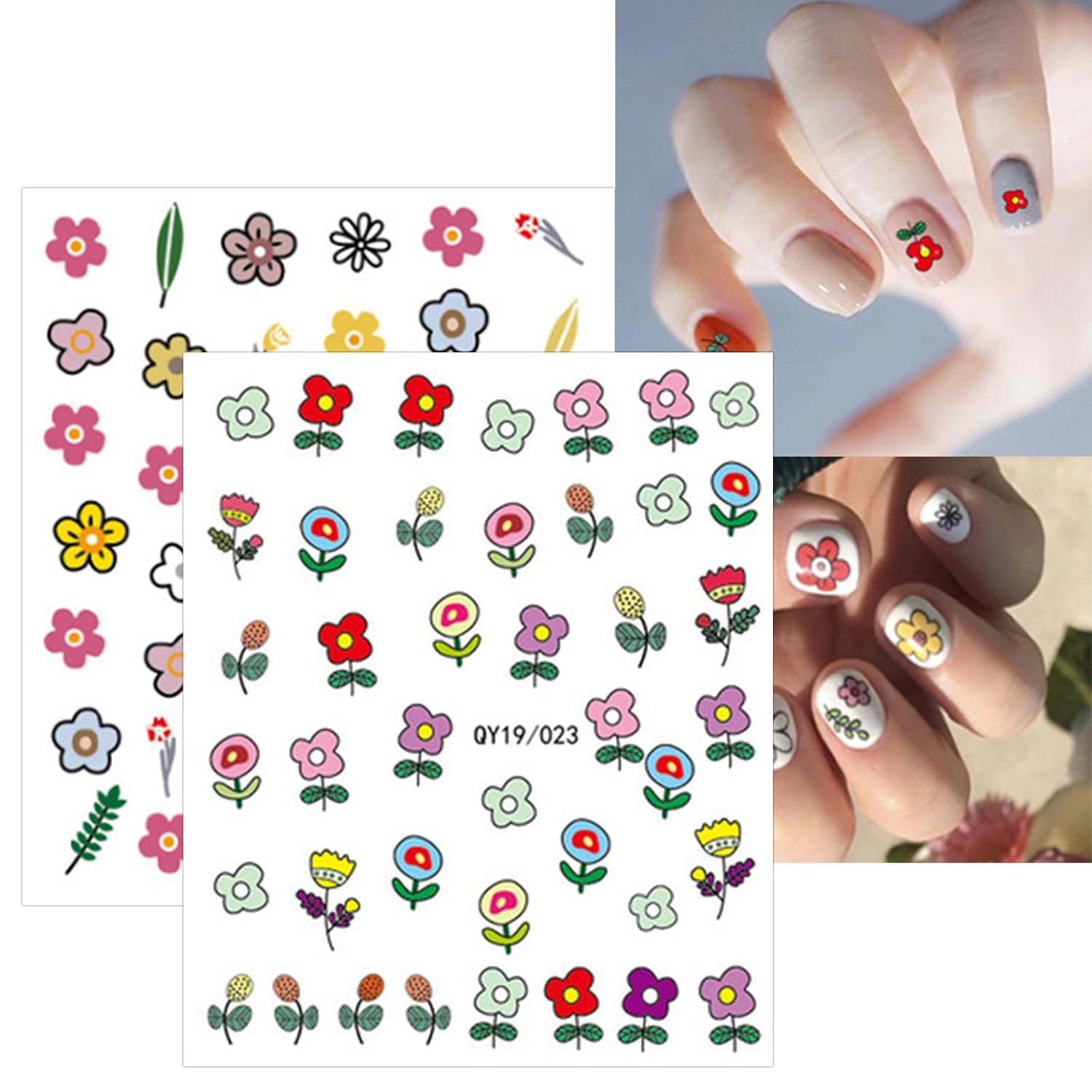 JMEOWIO 14 Sheets Cute Nail Stickers for Kids Nail Art Stickers Decals Self-Adhesive Pegatinas Uñas Rainbow Flower Fruit Nail Supplies Nail Art Design Decoration Accessories : Beauty & Personal Care