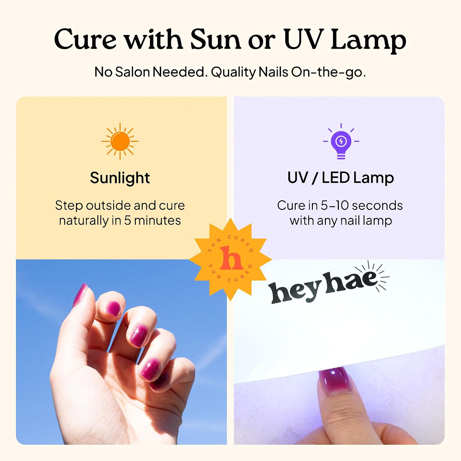 Heyhae Semi Cured Gel Nail Strips | No LED Lamp Needed | Ombre. Orange. Spring | Easy Apply & Remove. Salon Quality |Includes 28 Strips. 1 Prep Pads. Nail File & Wooden stick - Hey. You're My Sunshine : Beauty & Personal Care