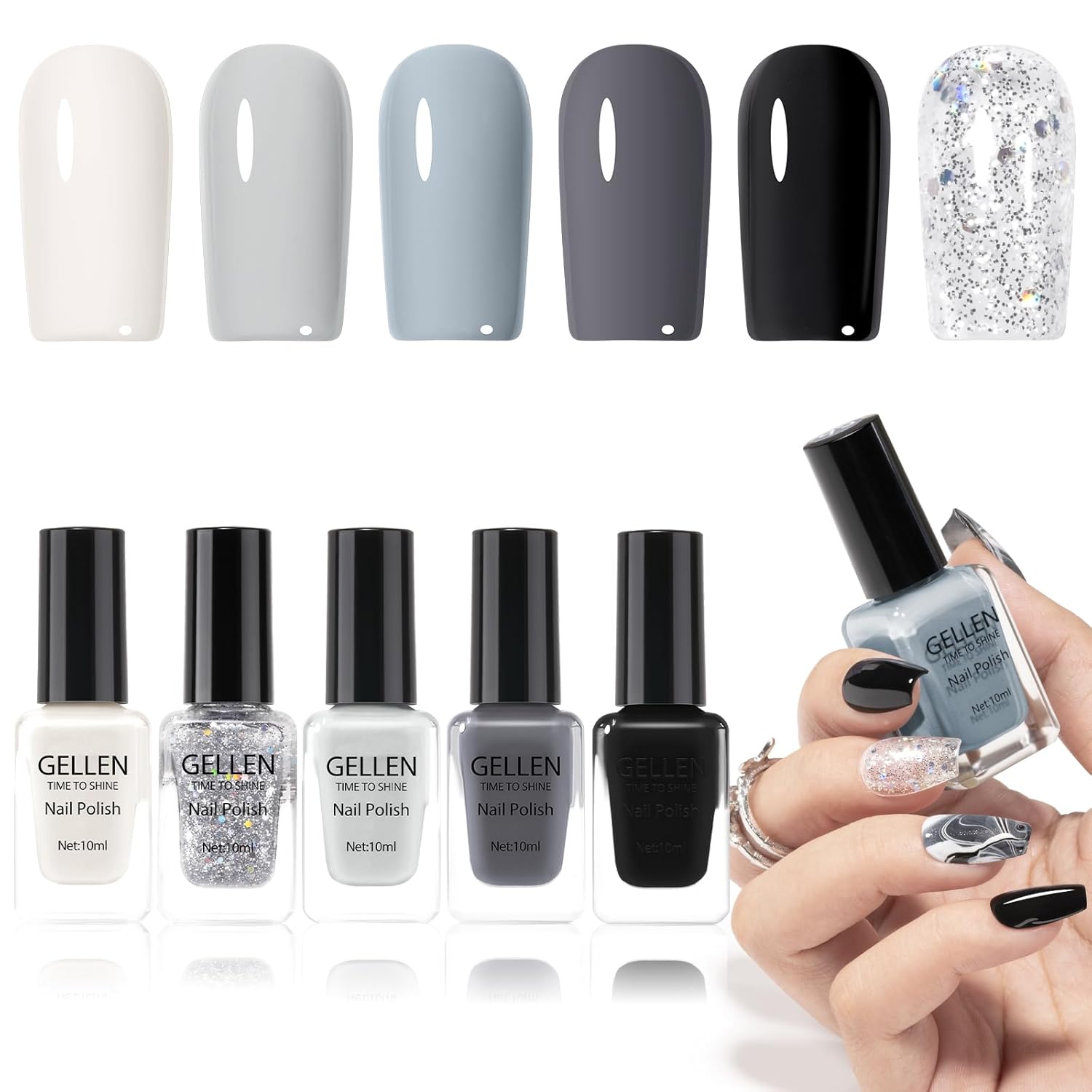 GELLEN Nail Polish Neutral Earth Tones. Nude Dusty Rose Fall Winter Air Dry Regular Nail Polish 6-color Set for Finger Toe Nails Home Salon All Seasons. Not UV Gel. Hema Free. Non Toxic. TPO Free : Beauty & Personal Care