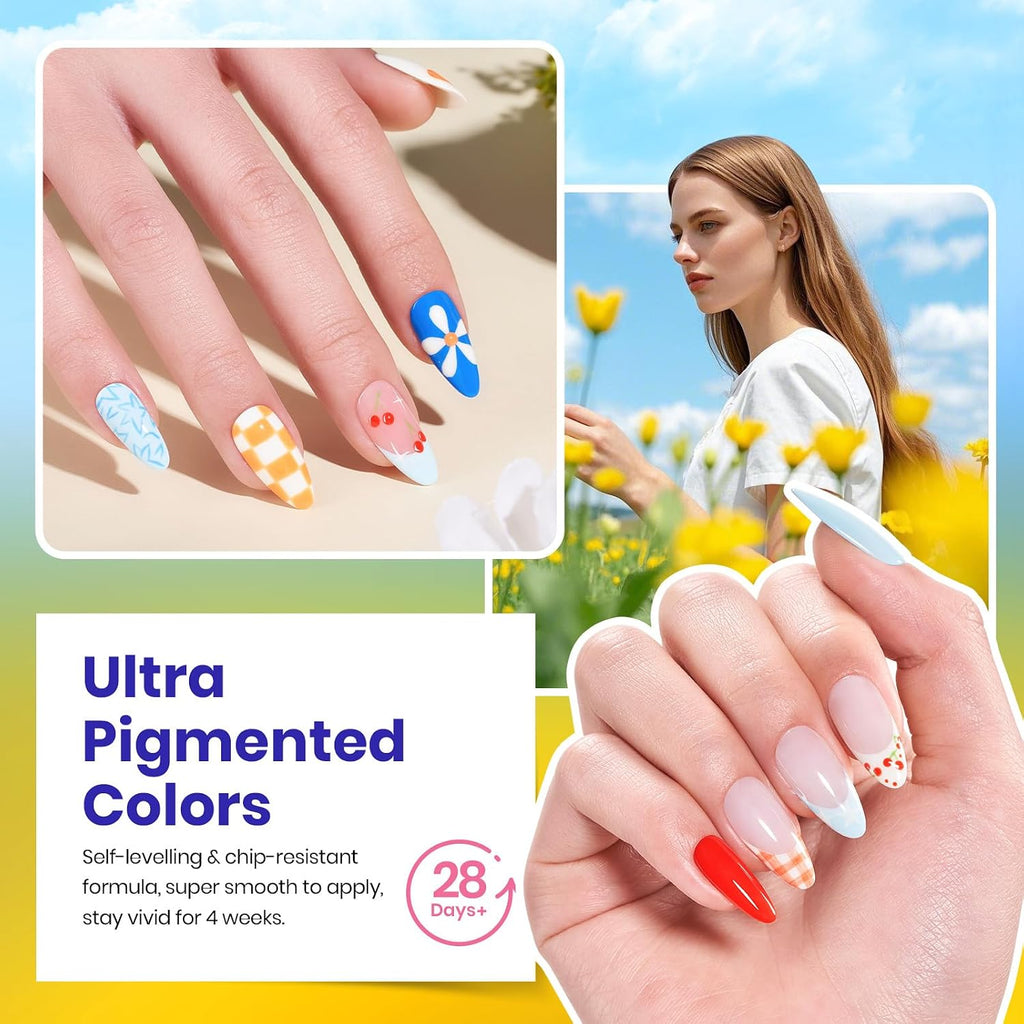 Beetles Summer Gel Polish Set - Rustic Sonata 25 Colors Yellow Orange Blue Pink Bright Gel Polish with Base Coat Glossy & Matte Top Coat DIY Salon Soak Off UV Led Nails 4th of July : Beauty & Personal Care