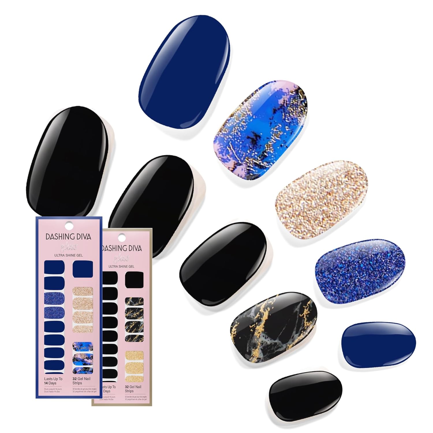 Dashing Diva Gloss Nail Strips Bundle - The Vivids Collection - Fruit Punch Petals & Papaya Breeze - UV Free. Chip Resistant. Long Lasting Gel Stickers - Contains 2 Sets : Beauty & Personal Care