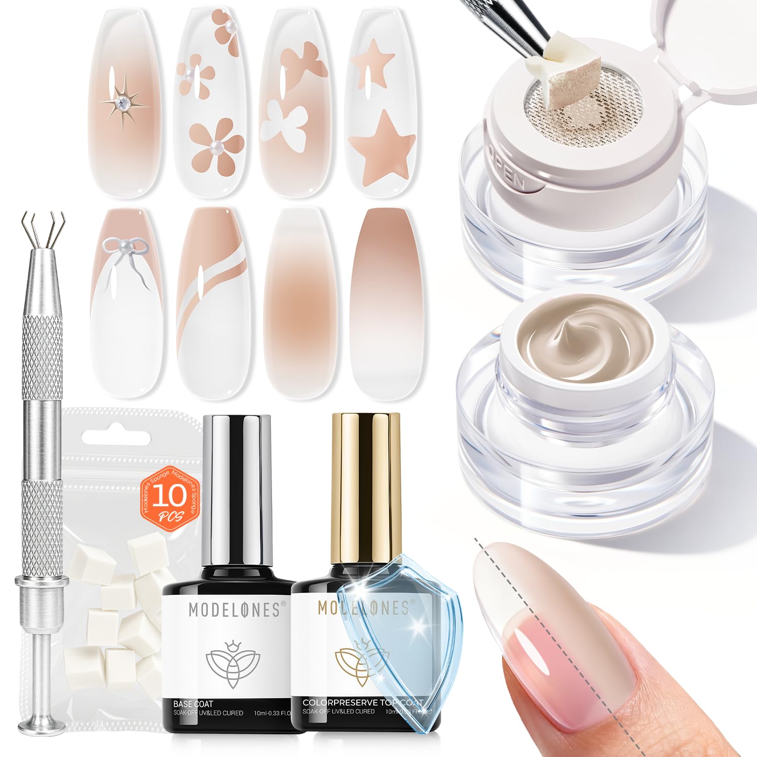 modelones Gel Top Coat. 15 ml 2026 Upgrade Super Shiny Base and Top Coat Set. Soak Off Nail Lamp Acid Free No Wipe Clear Base Top Gel Nail Polish : Beauty & Personal Care