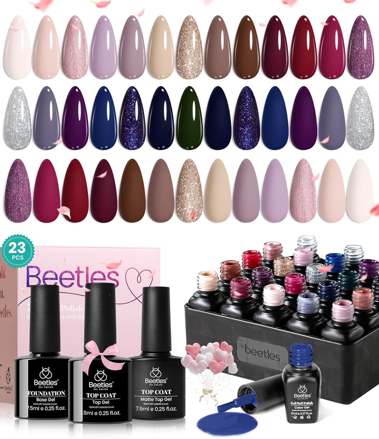 Beetles Summer Gel Polish Set - 36 Colors Bright Neon Gel Nail Polish Pink Orange Red Green Blue 4th of July Nail Polish with 4Pcs Base Top Coat Soak Off Colorful Collection UV Nail Gel : Beauty & Personal Care