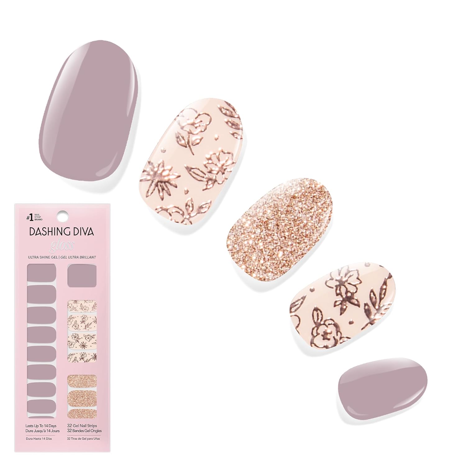 Dashing Diva Gloss Nail Strips - Crystal Clear - UV Free. Chip Resistant. Long Lasting Gel Stickers - Contains 32 Wraps. 1 Prep Pad. 1 File : Beauty & Personal Care