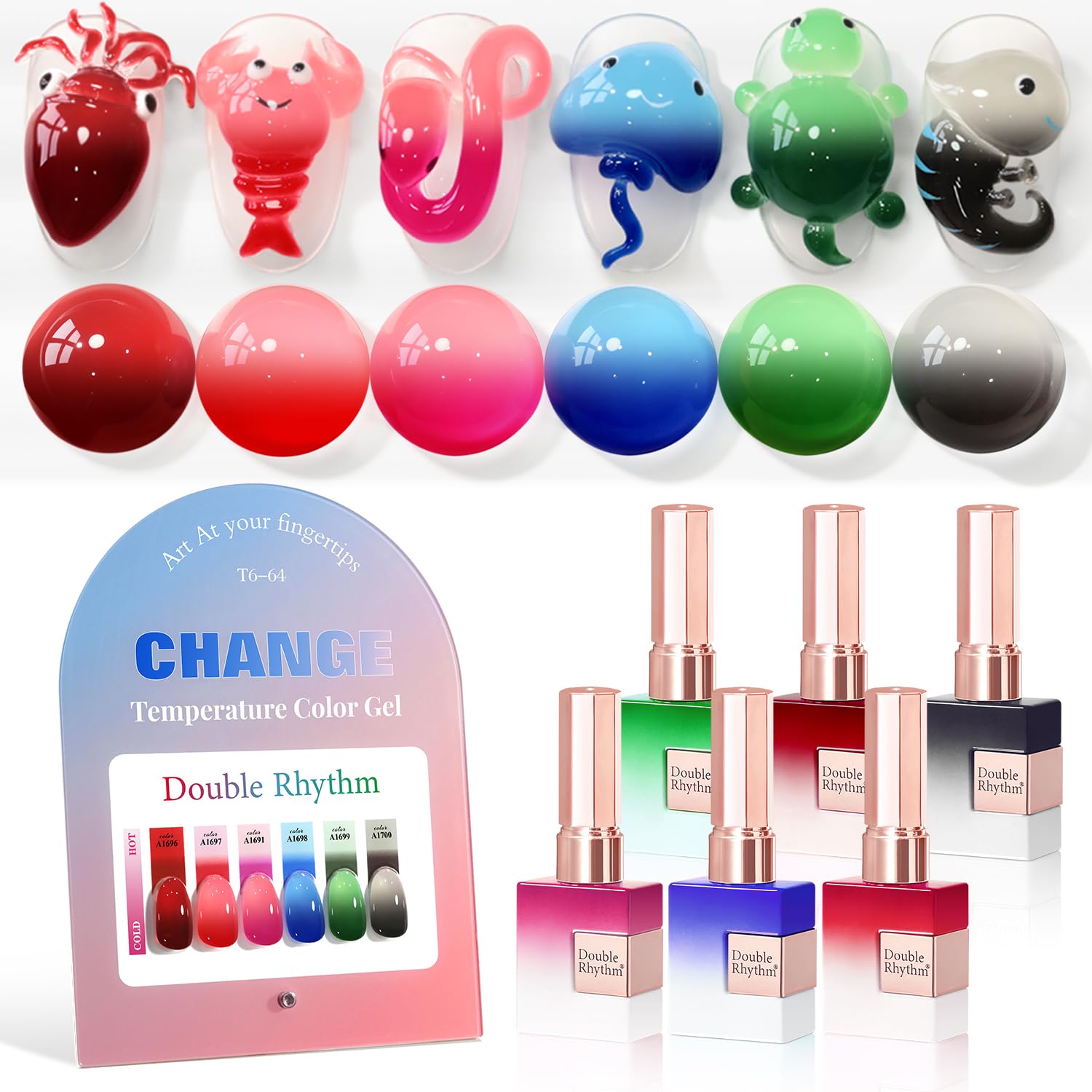 Double Rhythm 6 Pcs 15 ML Gel Polish Set Same Color Same Bottle Soak Off Gel Polish Kit Nail Art Manicure Salon DIY at Home for Women (Burgundy Red Nude Pink Purple Beige-T6-3) : Beauty & Personal Care