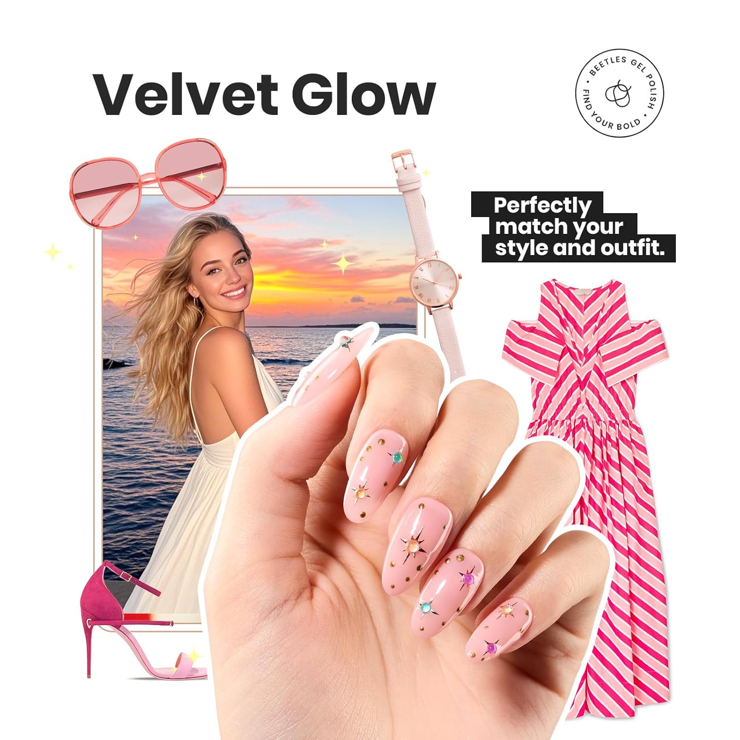 Beetles Jelly Nail Polish Set. 6 Colors Pink Nude Purple Velvet Glow Quick Dry Nail Polish Long Lasting Nail Strengthener Polish Gift for Girls Women : Beauty & Personal Care
