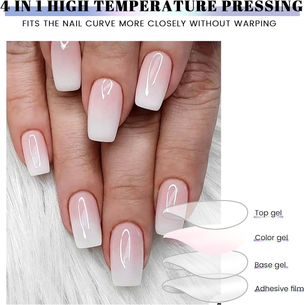 OAUEE Semi Cured Gel Nail Strips | Gel Nail Stickers with UV Light Required | Salon Quality. Easy Application and Removal(Pink Ombre) : Beauty & Personal Care