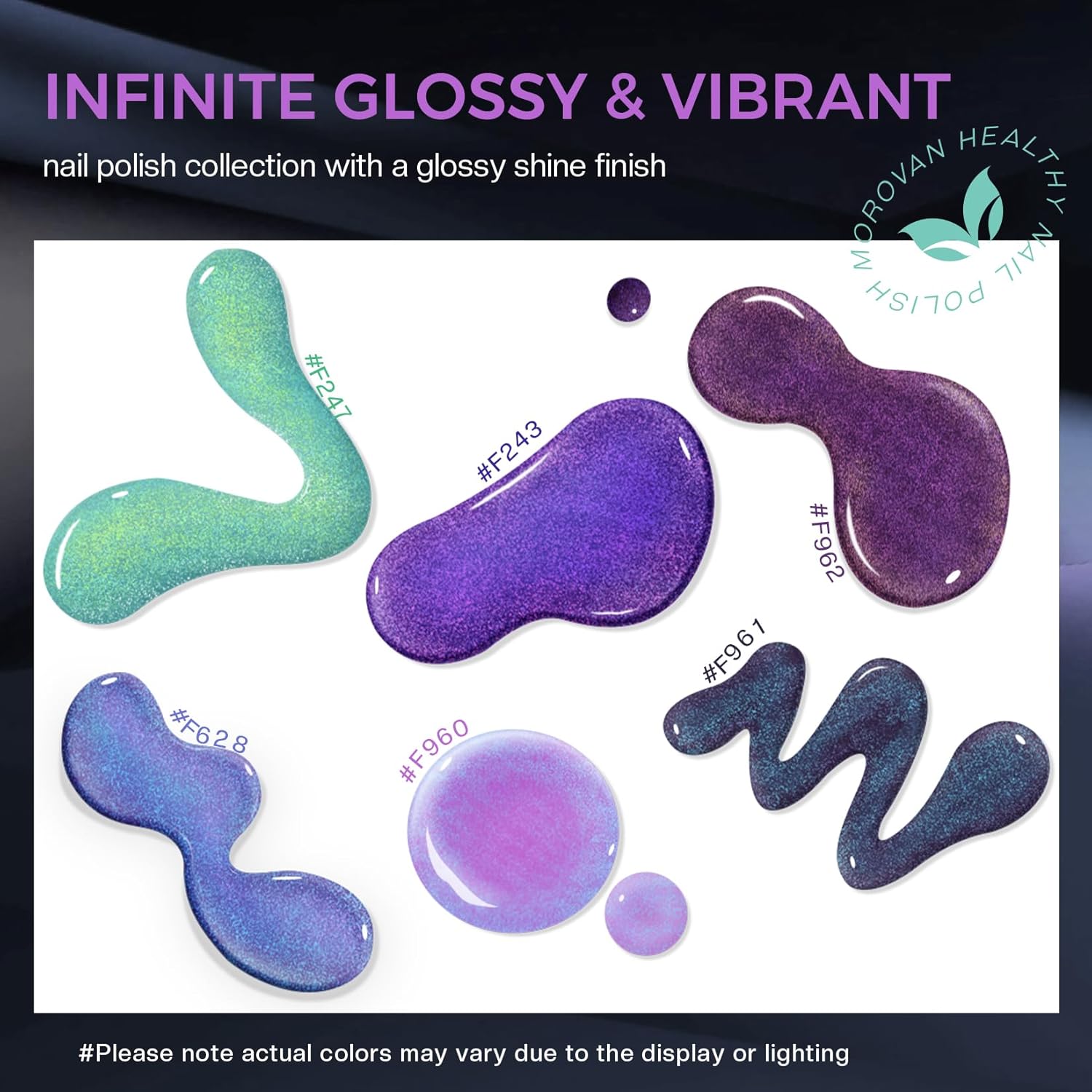 Morovan Chameleon Nail Polish Set: 6 Colors Holographic Quick Dry Mini Nail Lacquer Kit Green Glitter Pink Blue Purple Gray Aurora Shimmer Fall DIY Nail Art Manicure Gift For Women Girls : Beauty & Personal Care