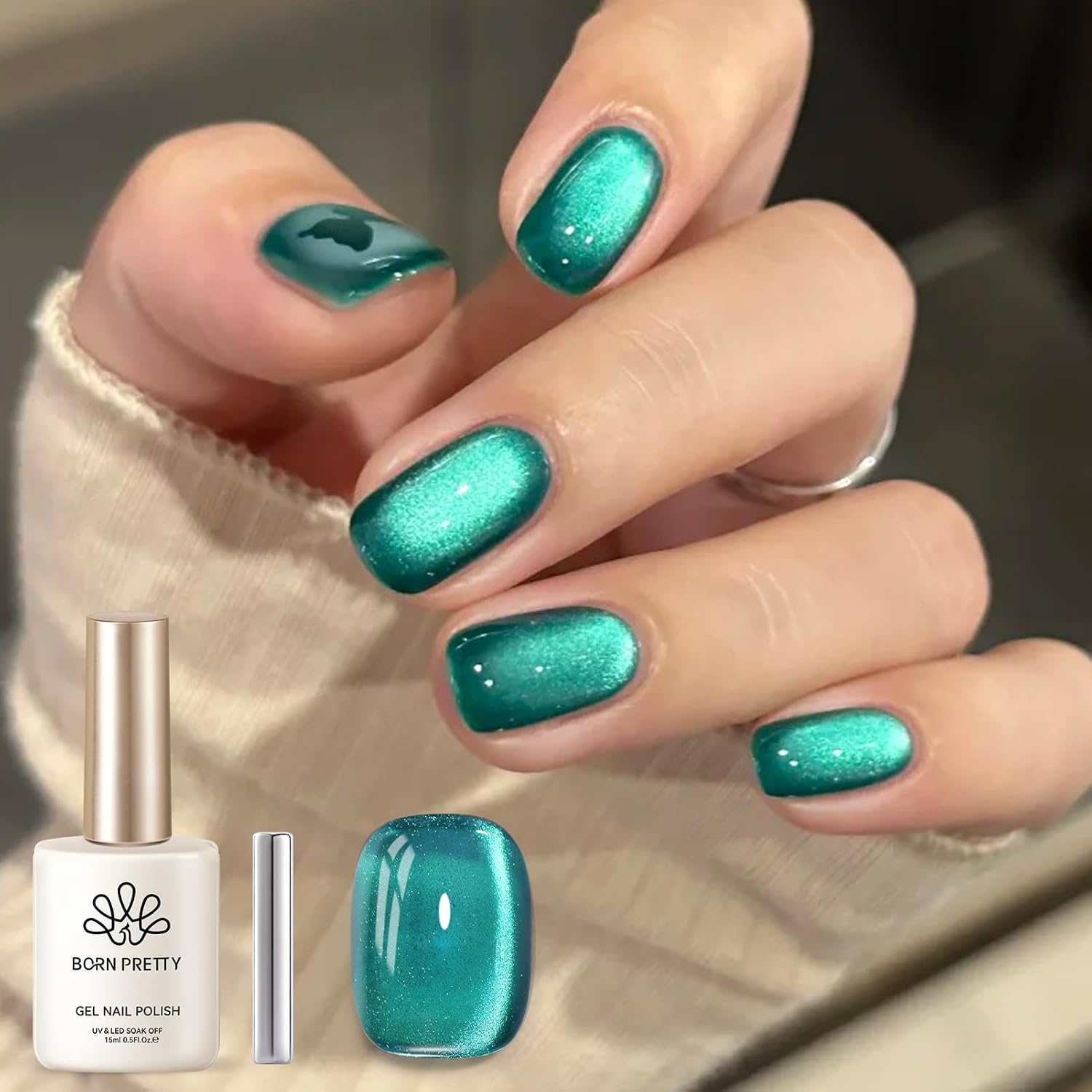 Born Pretty 9D Cat Magnetic Eye Gel Nail Polish Holographic Rainbow Gel Polish Blue Purple Soak Off U V LED Gel Polish Nail Art Design Manicure Salon DIY Home 15ML : Beauty & Personal Care