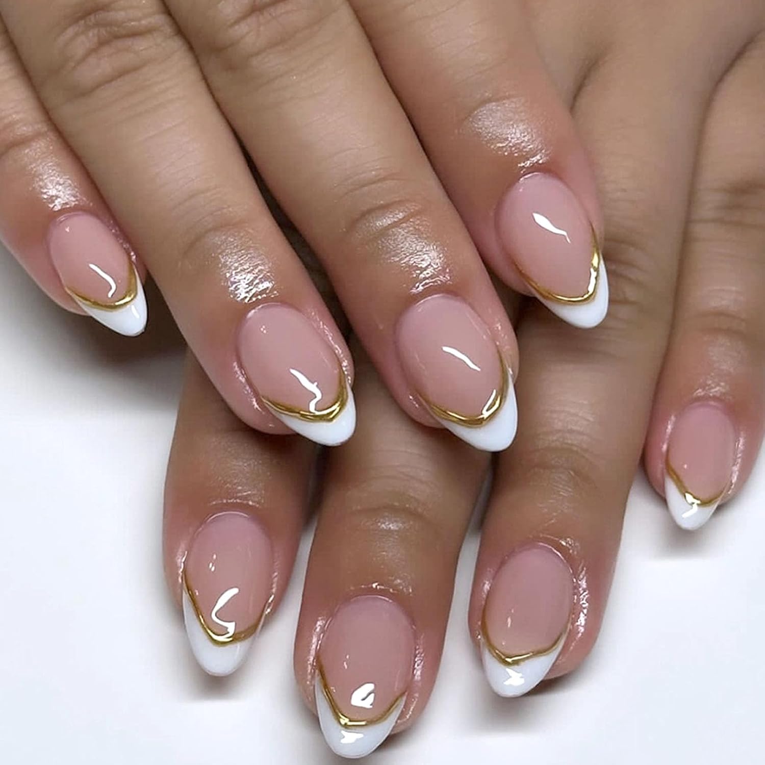 Short Press On Almond Fake Nails - Flower Acrylic Fall Nails Press Ons Full Cover Glue On Cute False Floral Stick On Nails for Women - 30 Pcs : Beauty & Personal Care