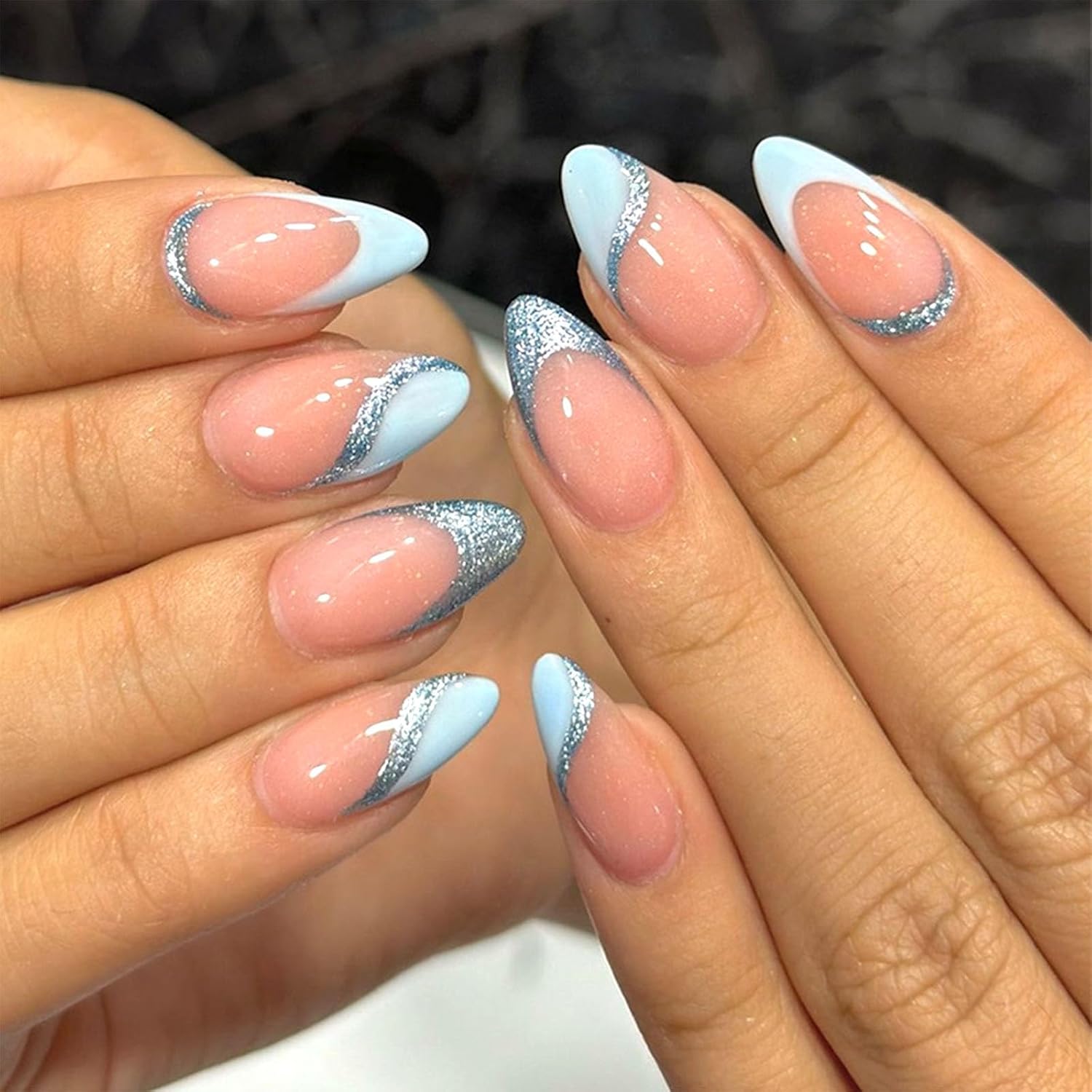 Short Press On Almond Fake Nails - Flower Acrylic Fall Nails Press Ons Full Cover Glue On Cute False Floral Stick On Nails for Women - 30 Pcs : Beauty & Personal Care