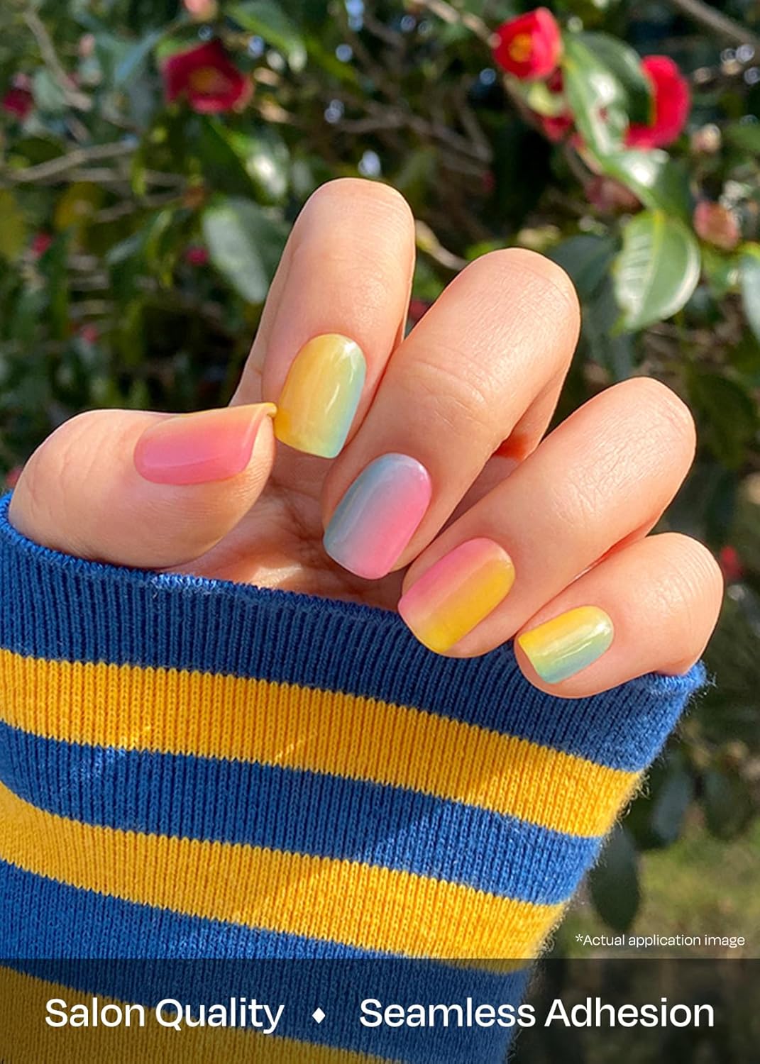 ohora Semi Cured Gel Nail Strips (N Pastel) - Yellow. Ombre. Works with Any UV/LED Lamps. Salon-Quality. Long Lasting. Easy to Apply & Remove - Includes 2 Prep Pads. Nail File & Wooden Stick : Beauty & Personal Care