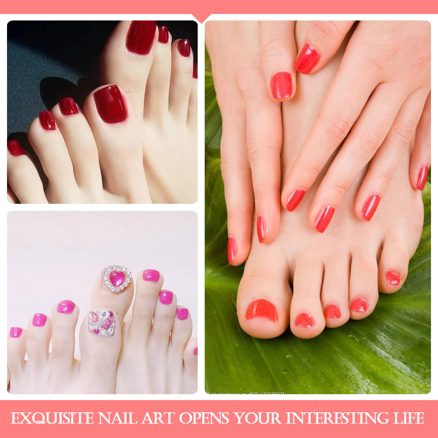 SILPECWEE Toe Nail Stickers Full Nail Wraps Red Solid Color Toenail Polish Strips for Women Self Adhesive Toe Stickers Polish Gel Toenails Stickers with 1pc Nail File (20 Sheets) : Beauty & Personal Care