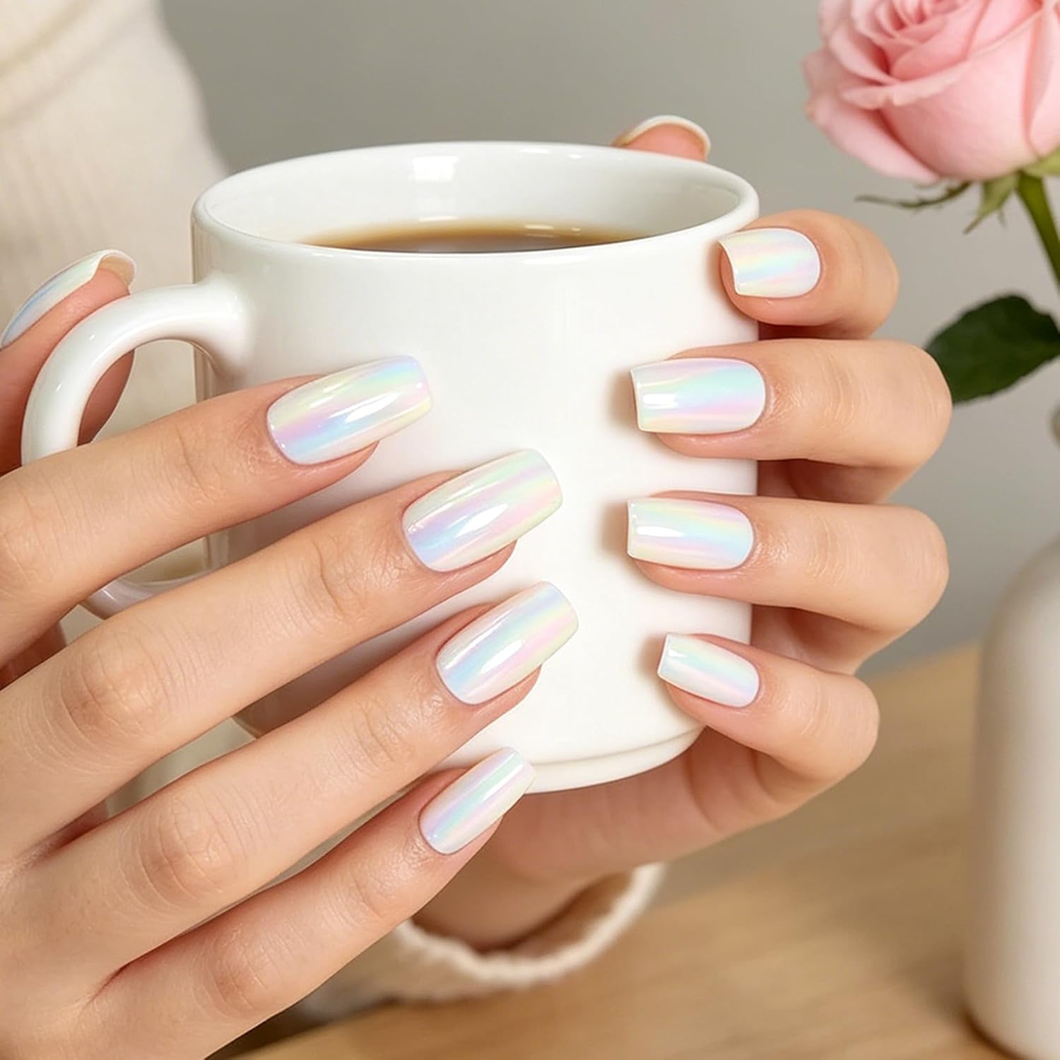 ELEVENAIL Press on Nails Glossy Dark Rose Pink False Nails Medium Length Squoval Nail Art Tips Salon Women Girls DIY Manicure Daily Reusable Daily Office Home Party Acrylic Stick On Fake Nails : Beauty & Personal Care