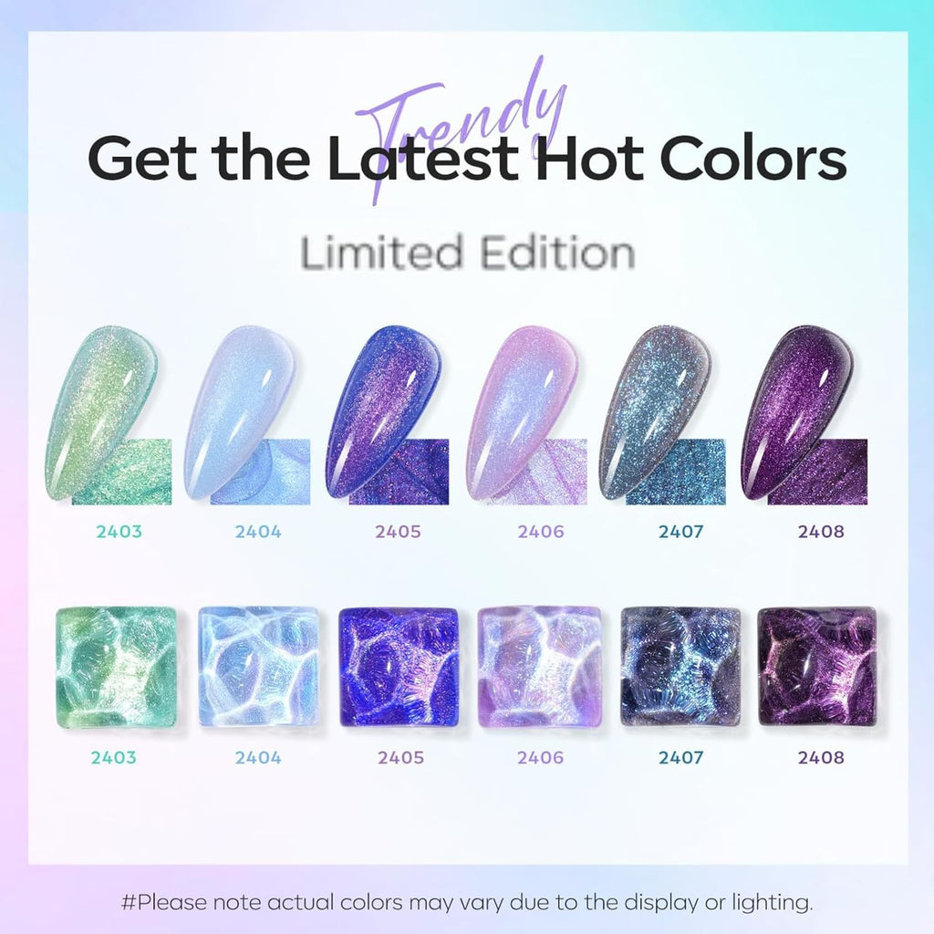 modelones Gel Nail Polish Set- 6 Colors 2026 Chameleon Aurora Shimmer Glitter Gel Polish Kit Blue Green Purple Nail Gel Polish Soak Off LED Nail Lamp Nail Art Gel Kit DIY Salon Gift : Beauty & Personal Care