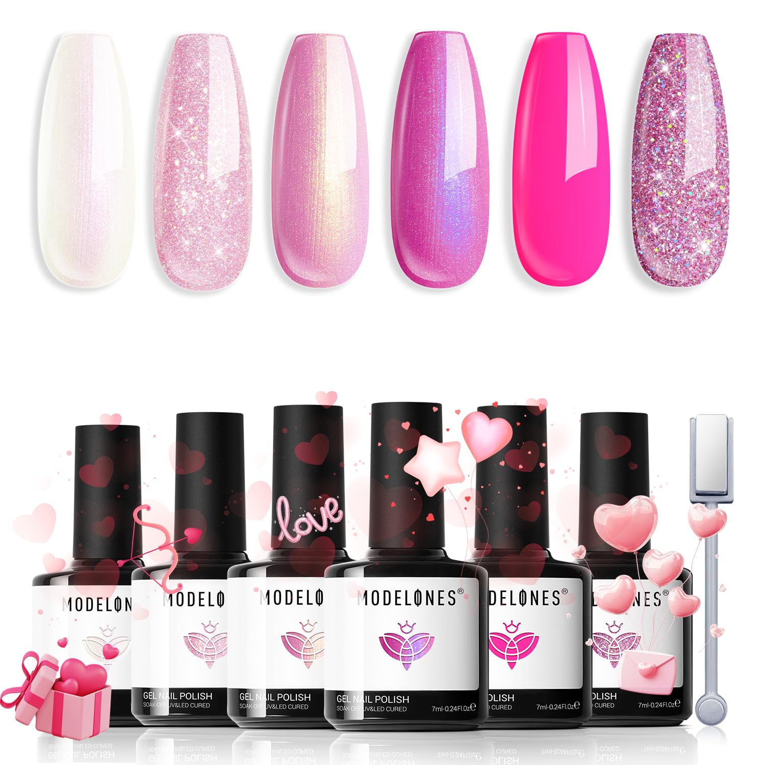 modelones Gel Nail Polish Kit -6 Colors Nude Pink Milky White Gel Polish Set Skin Tones Neutral Brown Soak Off Gel Nail Kit Manicure DIY Nail Art Salon Home Gift : Beauty & Personal Care