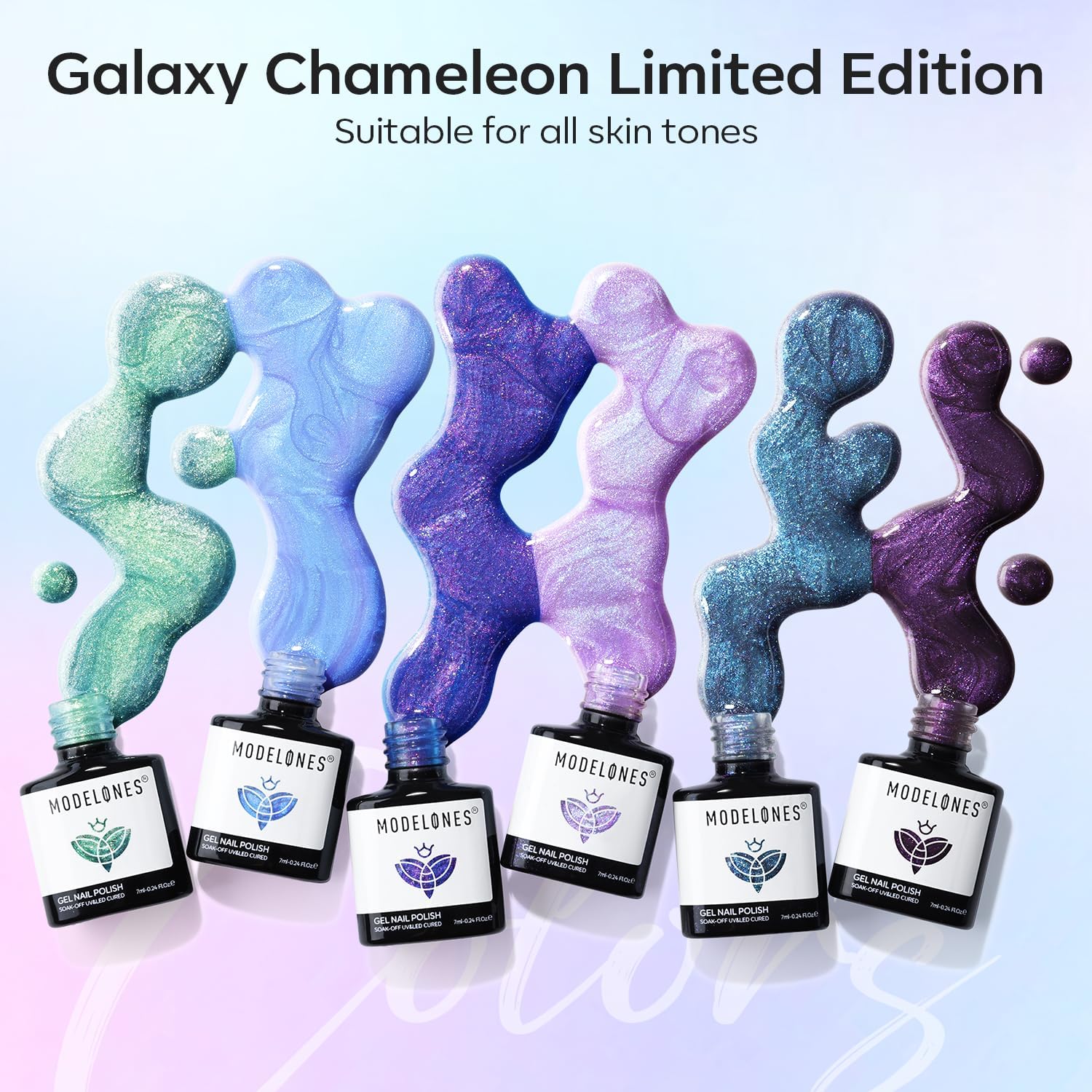 modelones Gel Nail Polish Set- 6 Colors 2026 Chameleon Aurora Shimmer Glitter Gel Polish Kit Blue Green Purple Nail Gel Polish Soak Off LED Nail Lamp Nail Art Gel Kit DIY Salon Gift : Beauty & Personal Care