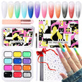 GELLAKTIK 12 Color Patting Nail Gel Polish Kit. Ombre Painting Gel Palette with Brush & Silicone Patting Pen & Nail Art Stickers - UV/LED Curing for Gradient Nails. Beginner Friendly DIY Manicure Set : Beauty & Personal Care