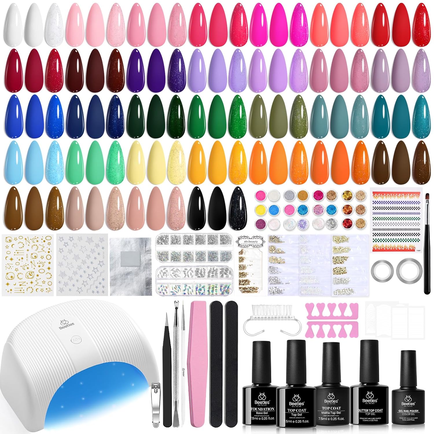 Beetles Gel Nail Polish Set - 23pcs Gel Polish Set Summer Colors. 20 Colors Pink Green Blue UV Gel Polish with Base Top Coat. All Season Manicure Tools for Beginners Nail Art Home : Beauty & Personal Care