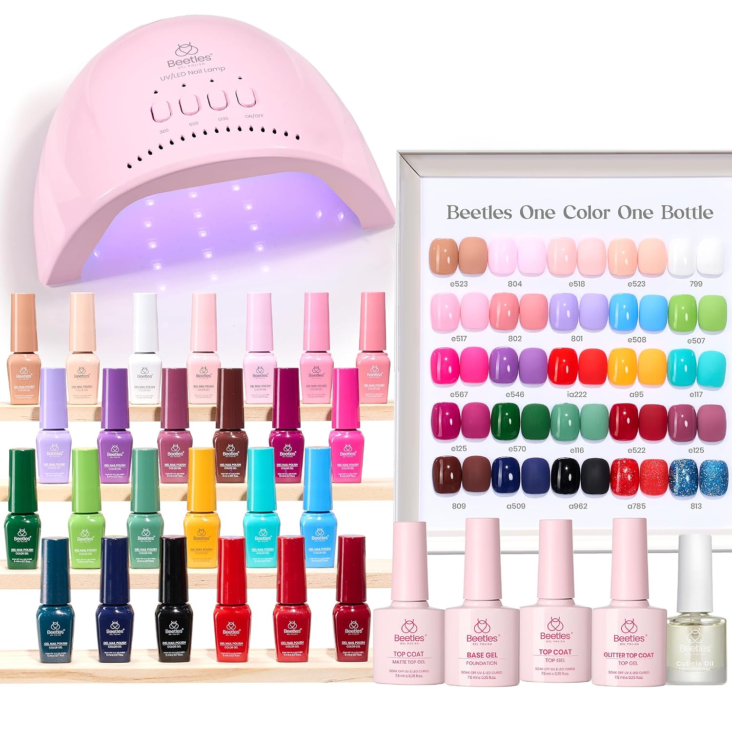 beetles Gel Polish Set Vivid Seasons - Summer Gel Nail Polish Set 36 Colors Pink Yellow Green Purple Jelly Shades 45pcs with Base & Top Coat UV LED Soak Off DIY Salon Gift for Women : Beauty & Personal Care
