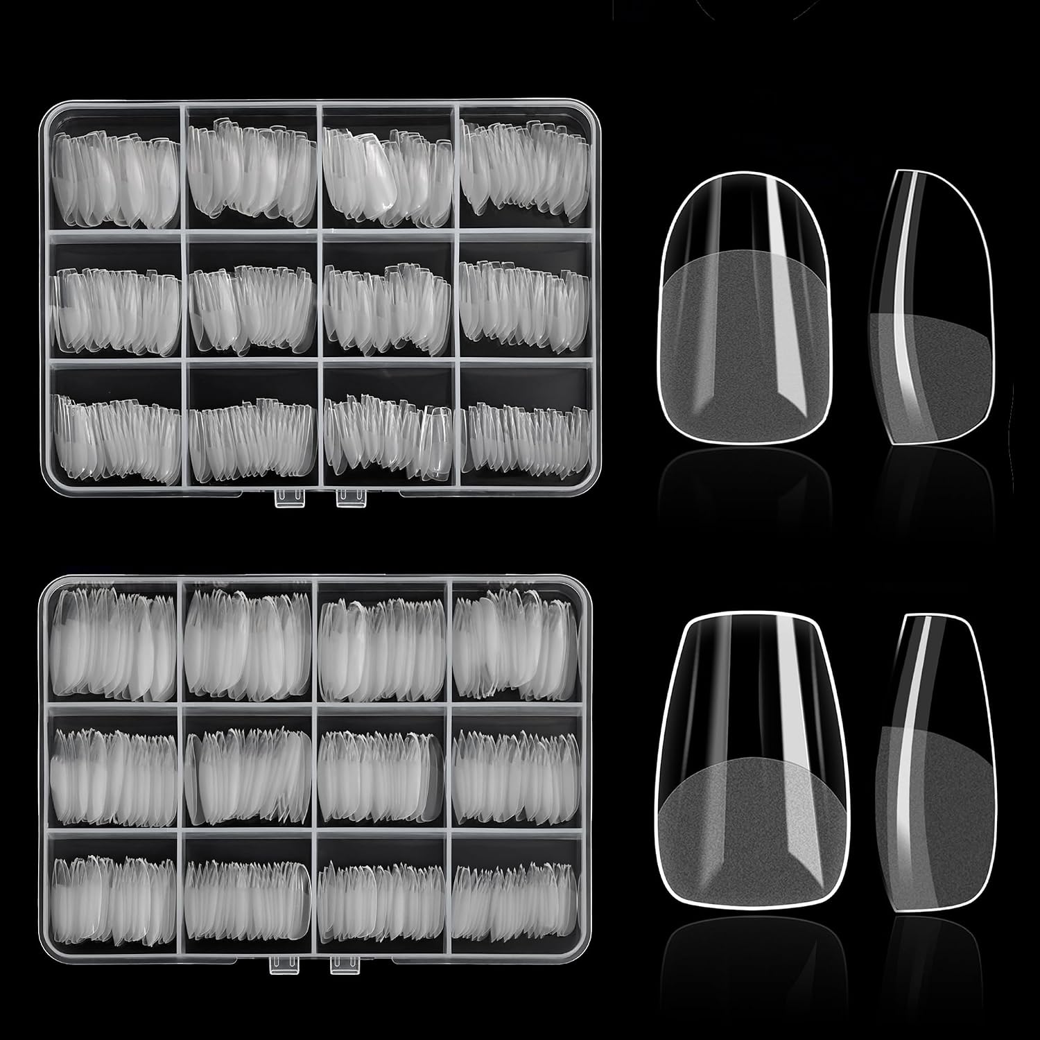 ELLEWIN 1000PCS Nail Tips Clear False Nails Full Cover for Acrylic Nails Kit 10 Sizes 4 Shapes Long Almond Square Coffin Oval Pre-Shape for Salon Home DIY Gifts : Beauty & Personal Care