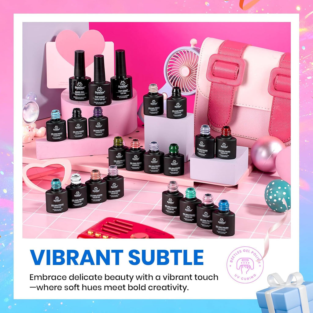 Beetles Gel Nail Polish Set - 23pcs Gel Polish Set Summer Colors. 20 Colors Pink Green Blue UV Gel Polish with Base Top Coat. All Season Manicure Tools for Beginners Nail Art Home : Beauty & Personal Care
