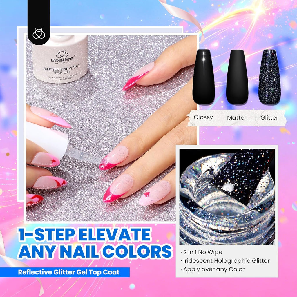 Beetles 44pcs Gel Nail Polish Set - 36 Colors Colorful Muse Gel Polish Kit Pink Nude Red Yellow Green Black White Glitter Nail Kit Base Top Coat UV LED Needed Salon DIY Home Gift for Women : Beauty & Personal Care