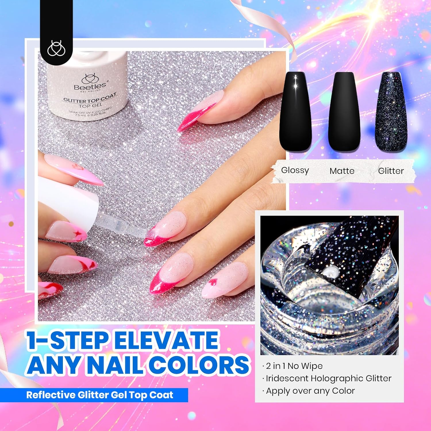 Beetles 44pcs Gel Nail Polish Set - 36 Colors Colorful Muse Gel Polish Kit Pink Nude Red Yellow Green Black White Glitter Nail Kit Base Top Coat UV LED Needed Salon DIY Home Gift for Women : Beauty & Personal Care