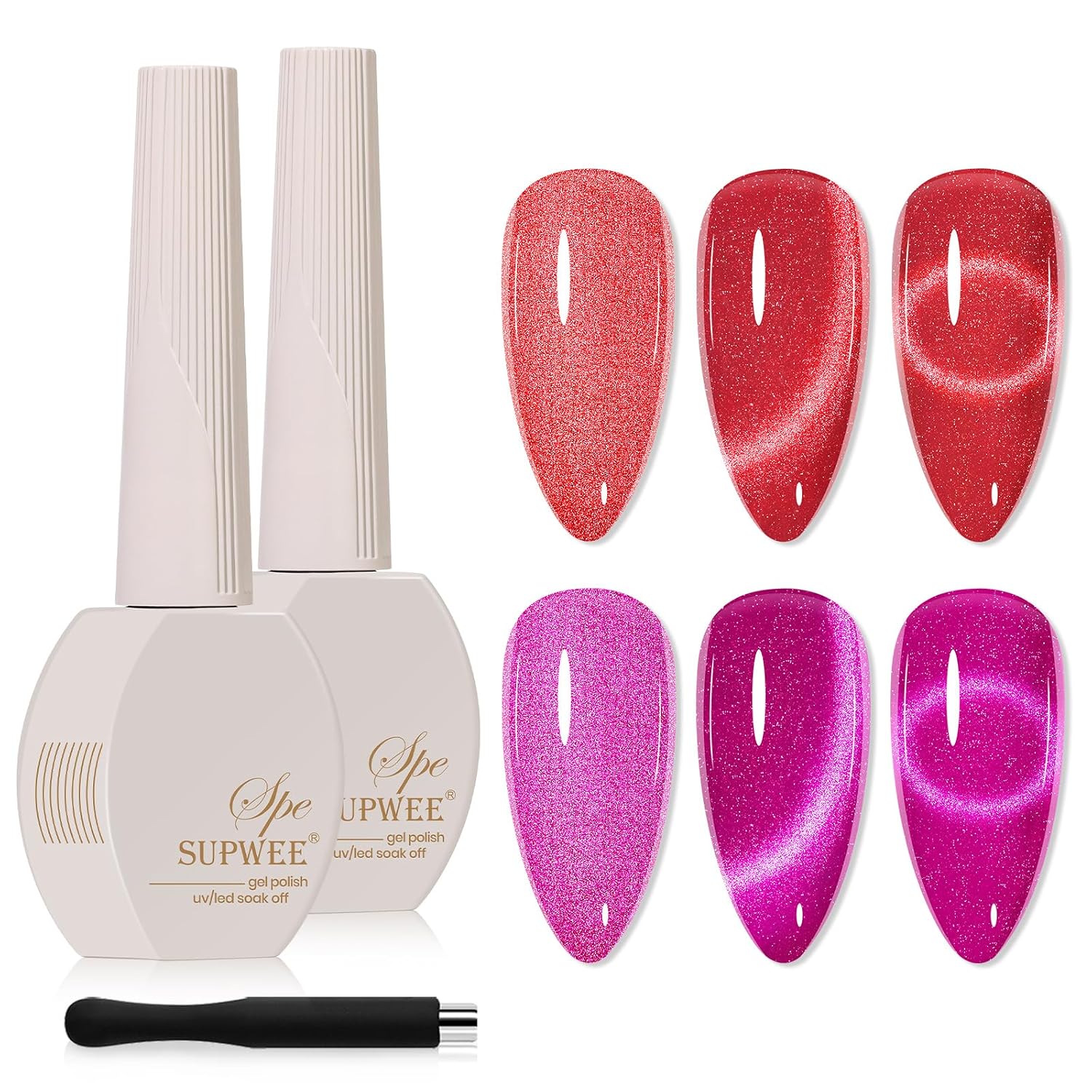 SUPWEE Cat Eye Nail Polish Non Gel with Magnet- Need to Use Black Base. Quick Dry Cateye Magnetic Nail Polish for Fingernail Air Drying Fast Lacquer Manicure Gift For Women Girls 16ml. 0.54fl oz : Beauty & Personal Care