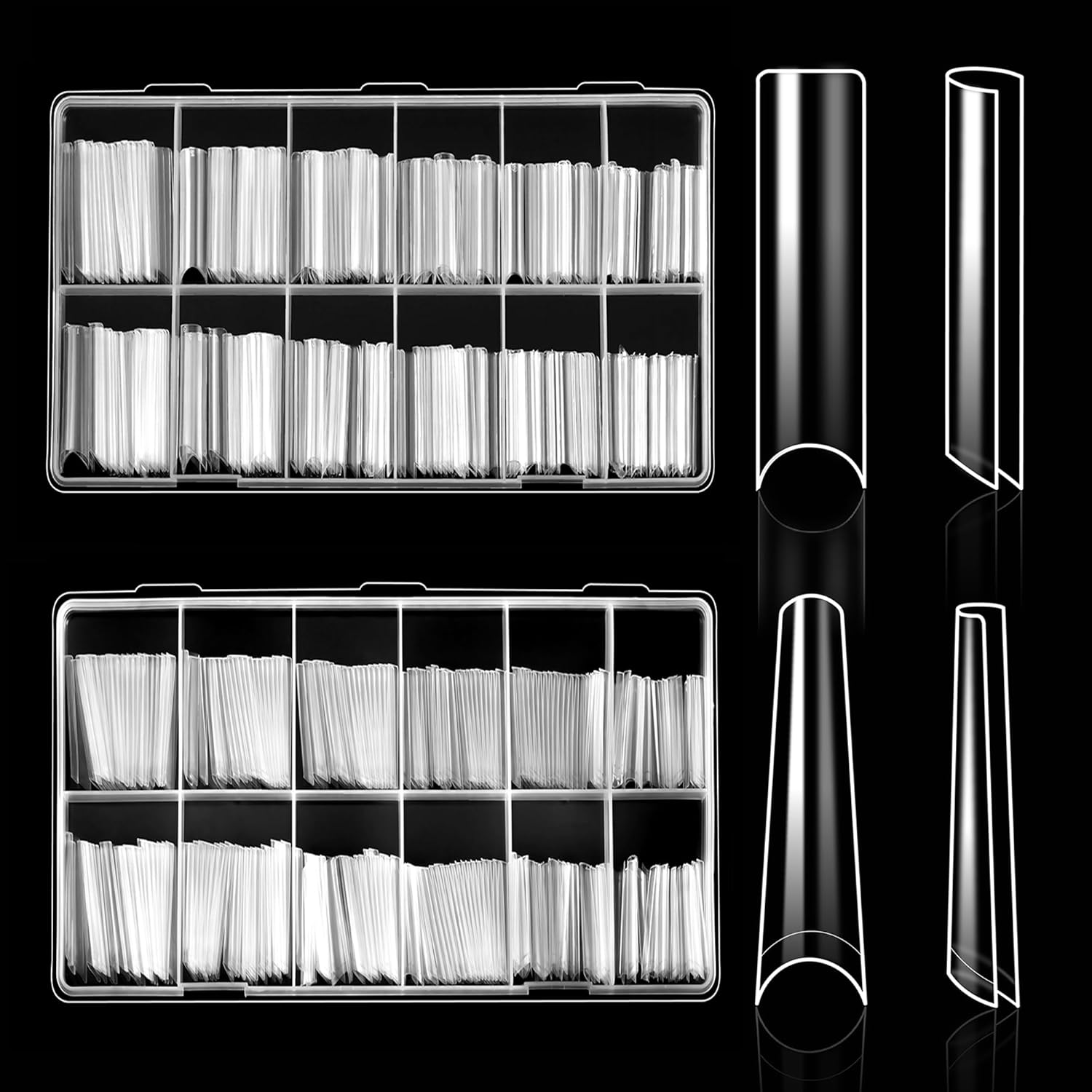 ELLEWIN 1000PCS Nail Tips Clear False Nails Full Cover for Acrylic Nails Kit 10 Sizes 4 Shapes Long Almond Square Coffin Oval Pre-Shape for Salon Home DIY Gifts : Beauty & Personal Care