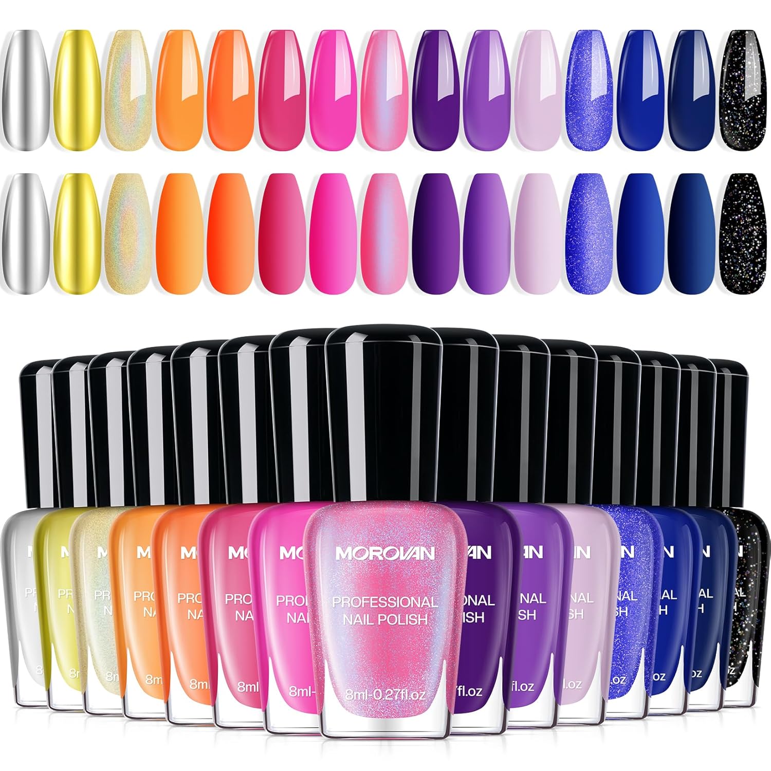 Morovan 15 Bright Color 0.27oz Air Quick Dry Long Lasting Nail Polish Gift Set for Women : Beauty & Personal Care