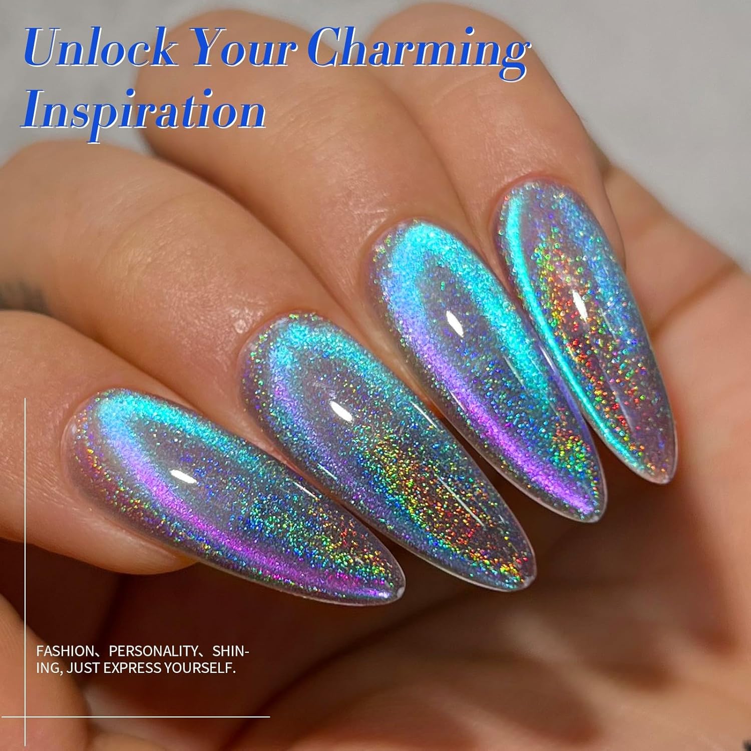Born Pretty 9D Cat Magnetic Eye Gel Nail Polish Holographic Rainbow Gel Polish Blue Purple Soak Off U V LED Gel Polish Nail Art Design Manicure Salon DIY Home 15ML : Beauty & Personal Care