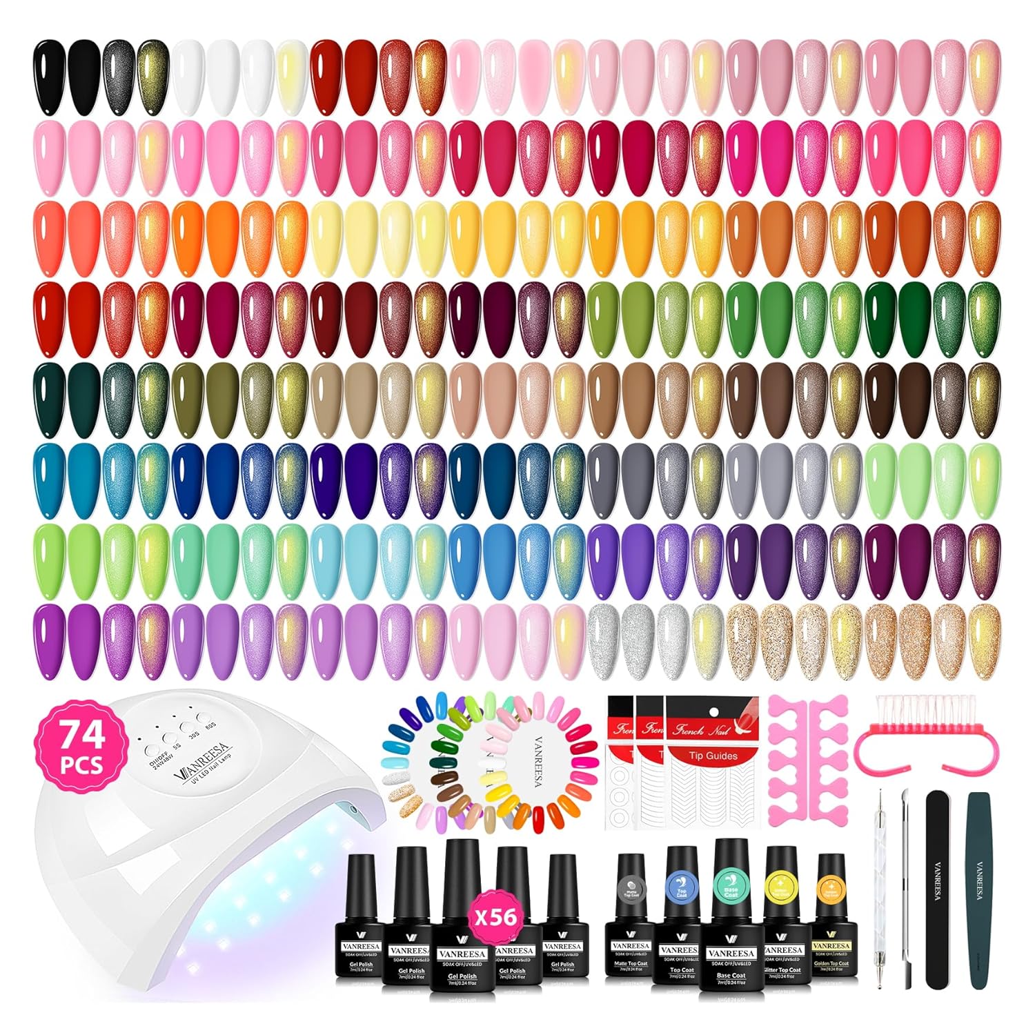 VANREESA 24 Pcs Pastel Gel Nail Polish Set. 21 Colors Spring & Summer Gel Polish with Base Coat Glossy & Matte Top Coat Yellow Green Blue Pink Purple Orange Gel Polish Kit Nail Kit Gifts for Women : Beauty & Personal Care